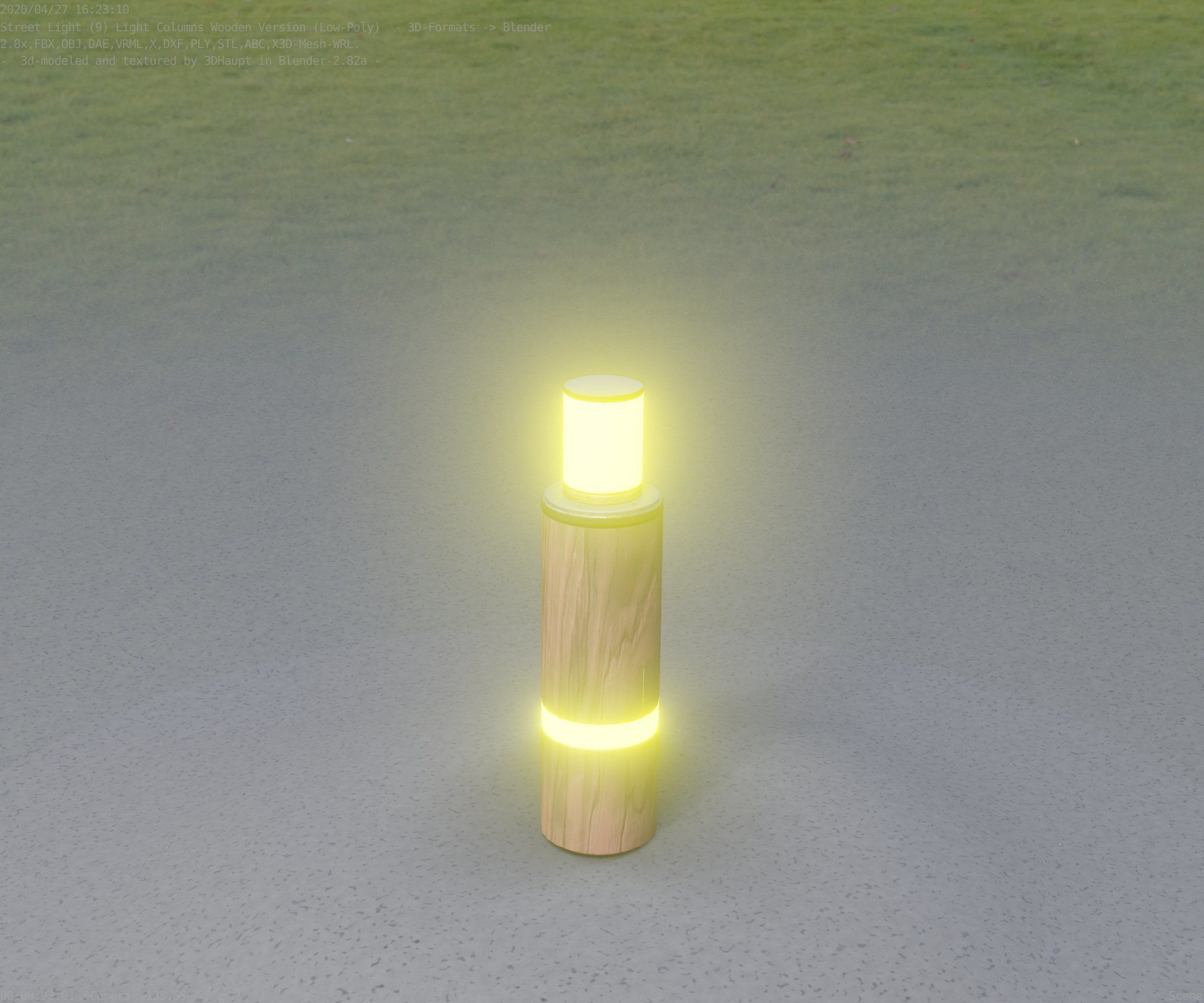 Wooden pillar of light 6 - Street-Light Set-9 Low-Poly  Low-poly 3D model_53