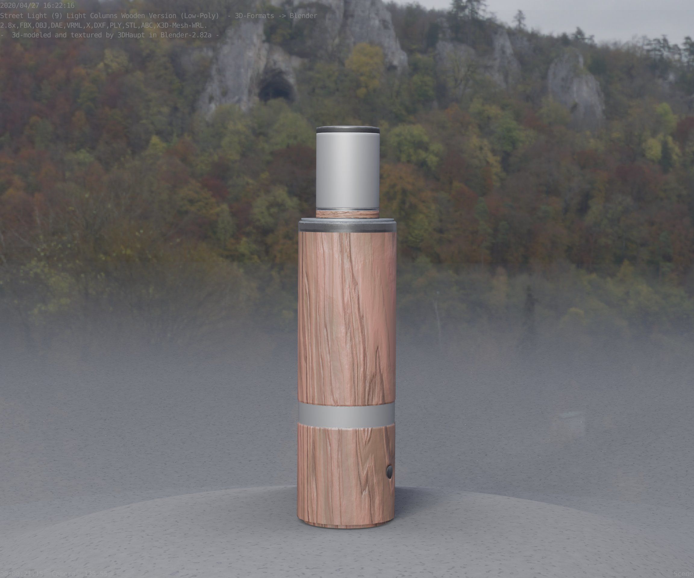 Wooden pillar of light 6 - Street-Light Set-9 Low-Poly  Low-poly 3D model_19