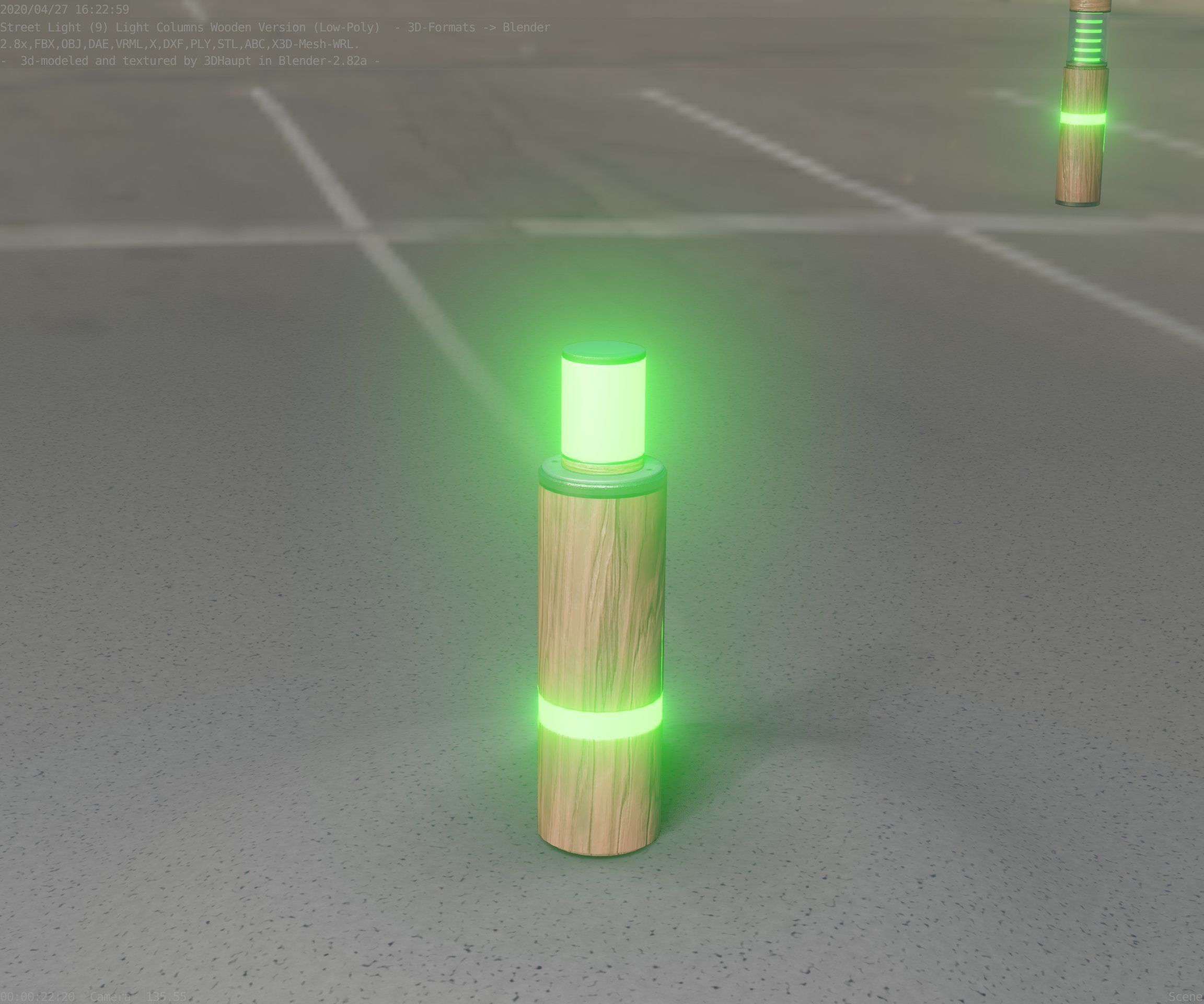 Wooden pillar of light 6 - Street-Light Set-9 Low-Poly  Low-poly 3D model_48