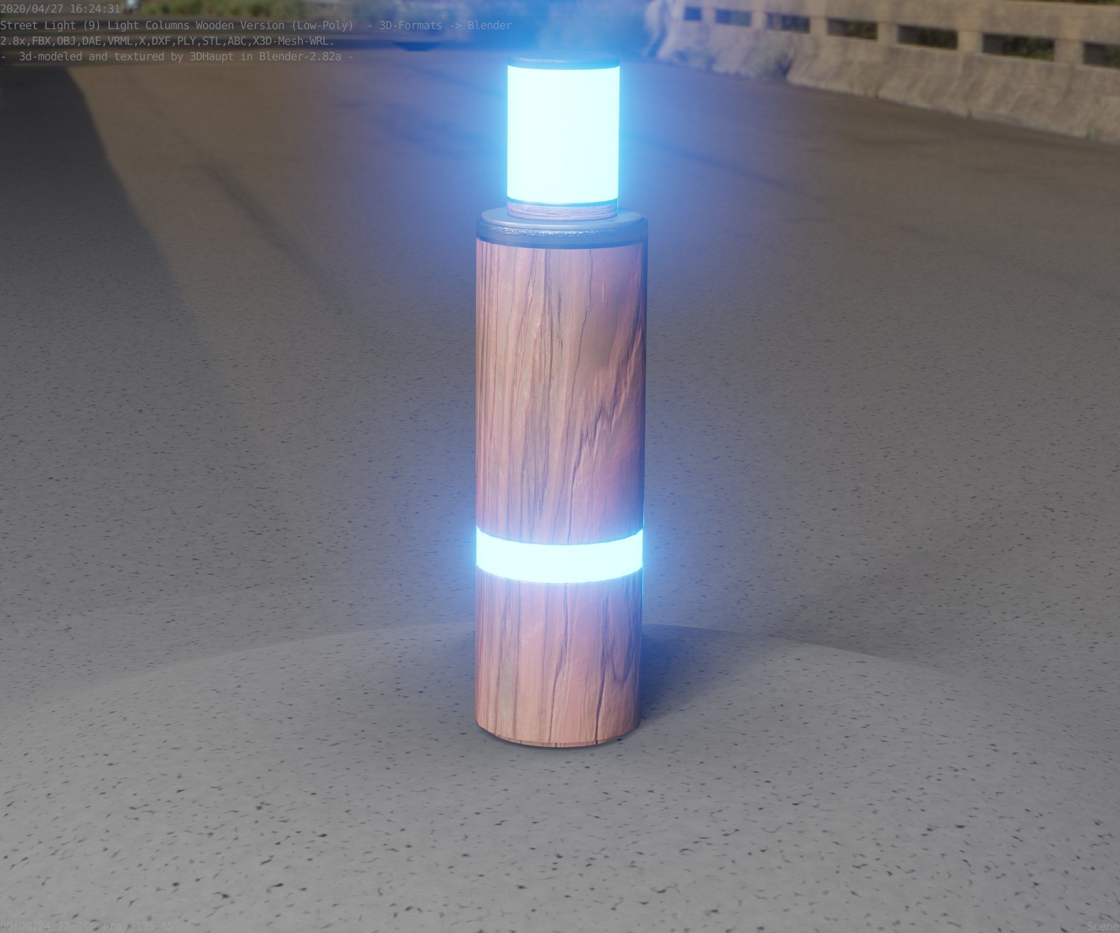 Wooden pillar of light 6 - Street-Light Set-9 Low-Poly  Low-poly 3D model_98
