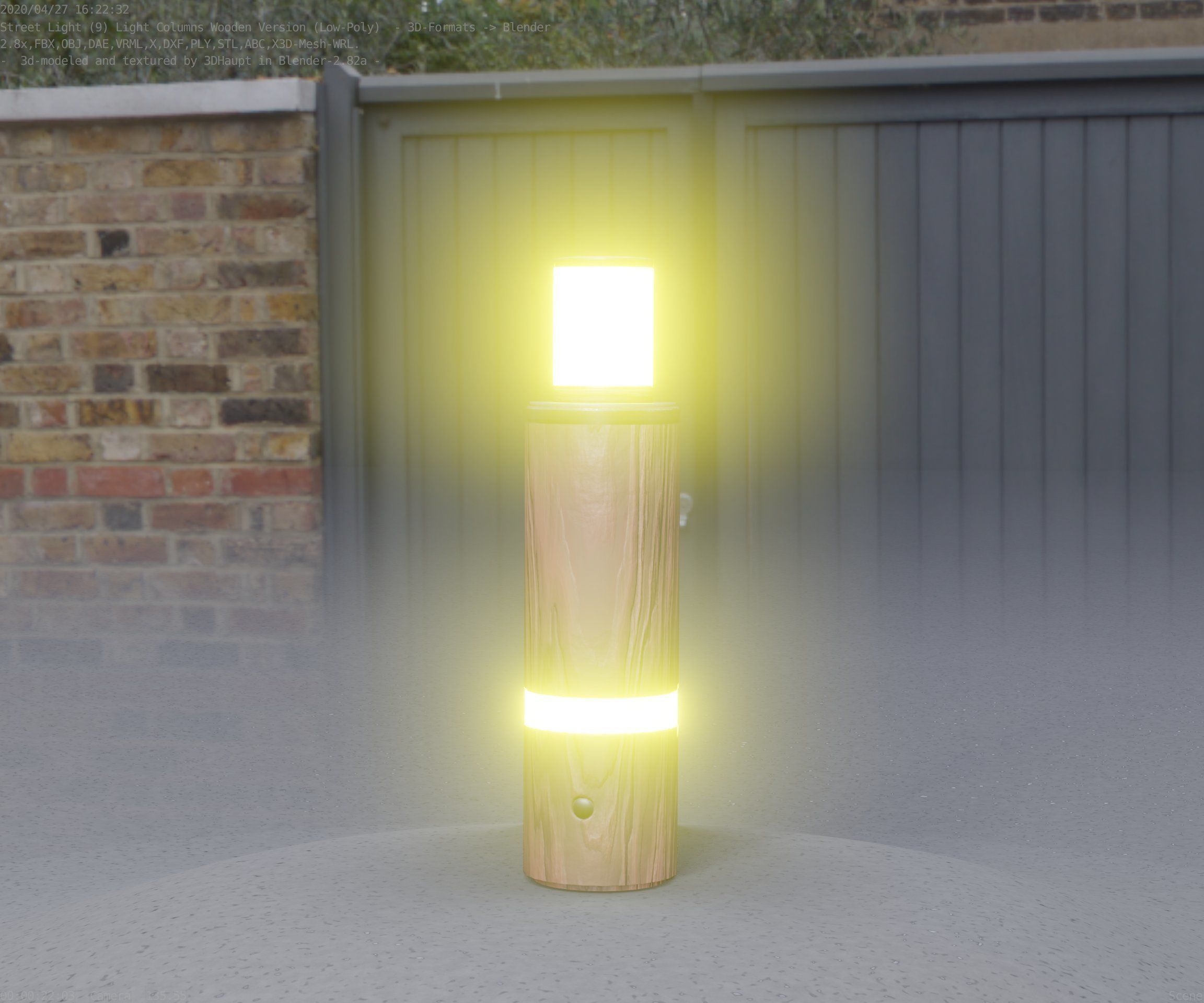 Wooden pillar of light 6 - Street-Light Set-9 Low-Poly  Low-poly 3D model_31