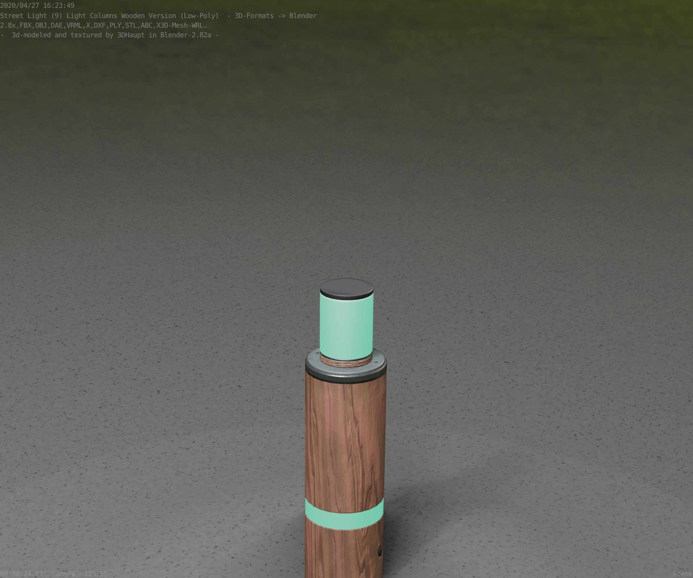 Wooden pillar of light 6 - Street-Light Set-9 Low-Poly  Low-poly 3D model_77