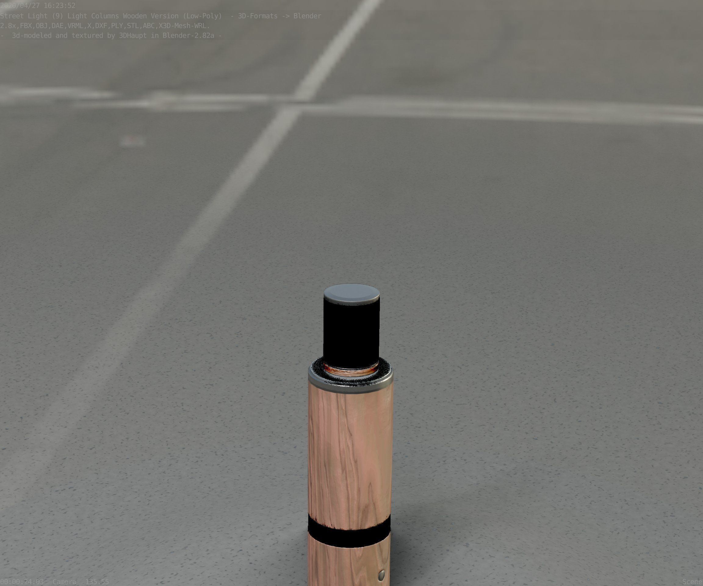 Wooden pillar of light 6 - Street-Light Set-9 Low-Poly  Low-poly 3D model_79