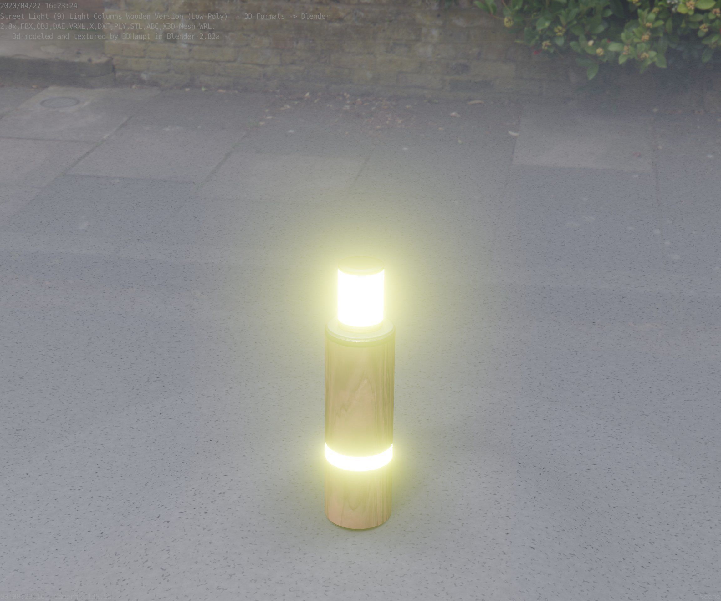Wooden pillar of light 6 - Street-Light Set-9 Low-Poly  Low-poly 3D model_62
