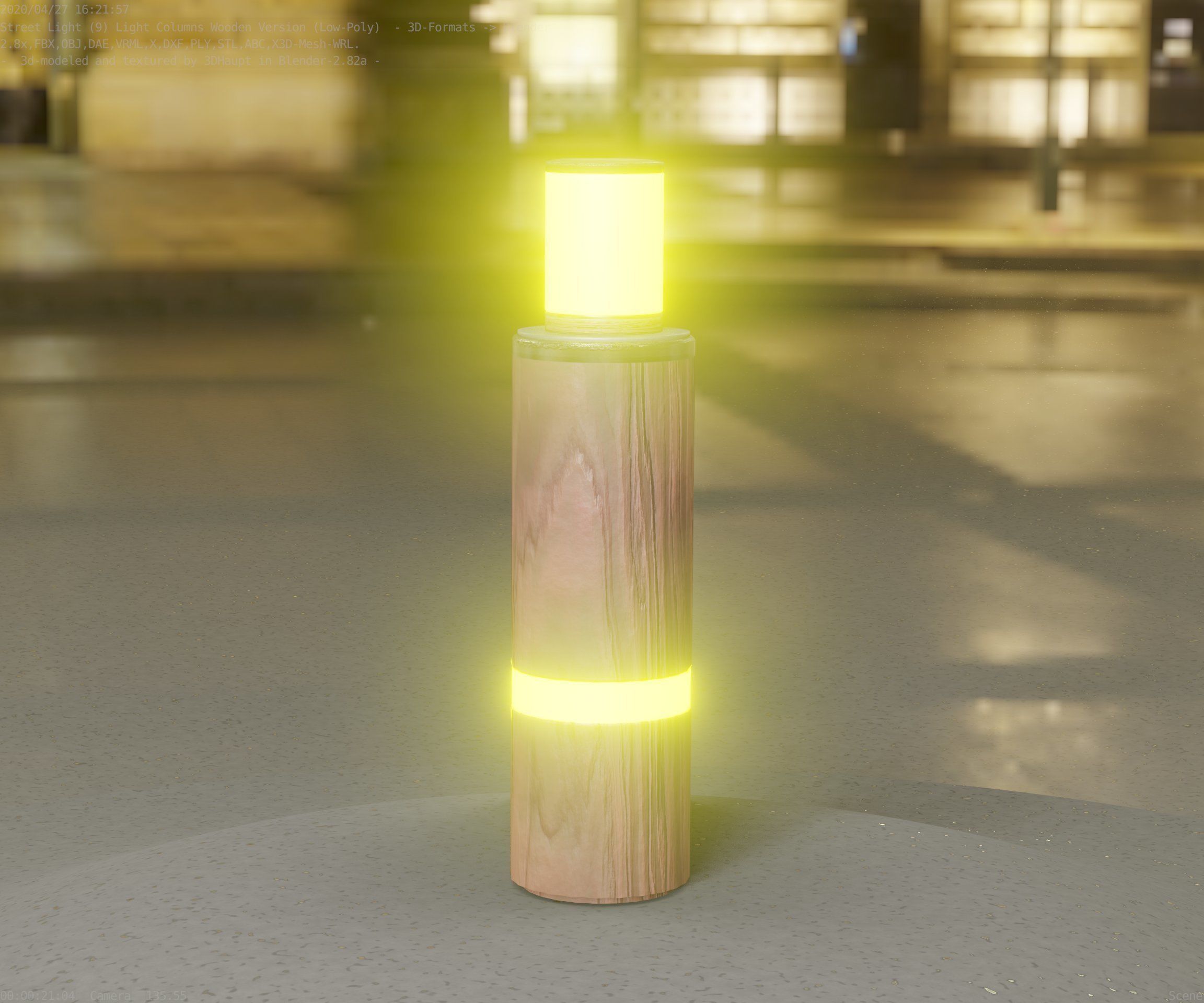 Wooden pillar of light 6 - Street-Light Set-9 Low-Poly  Low-poly 3D model_4