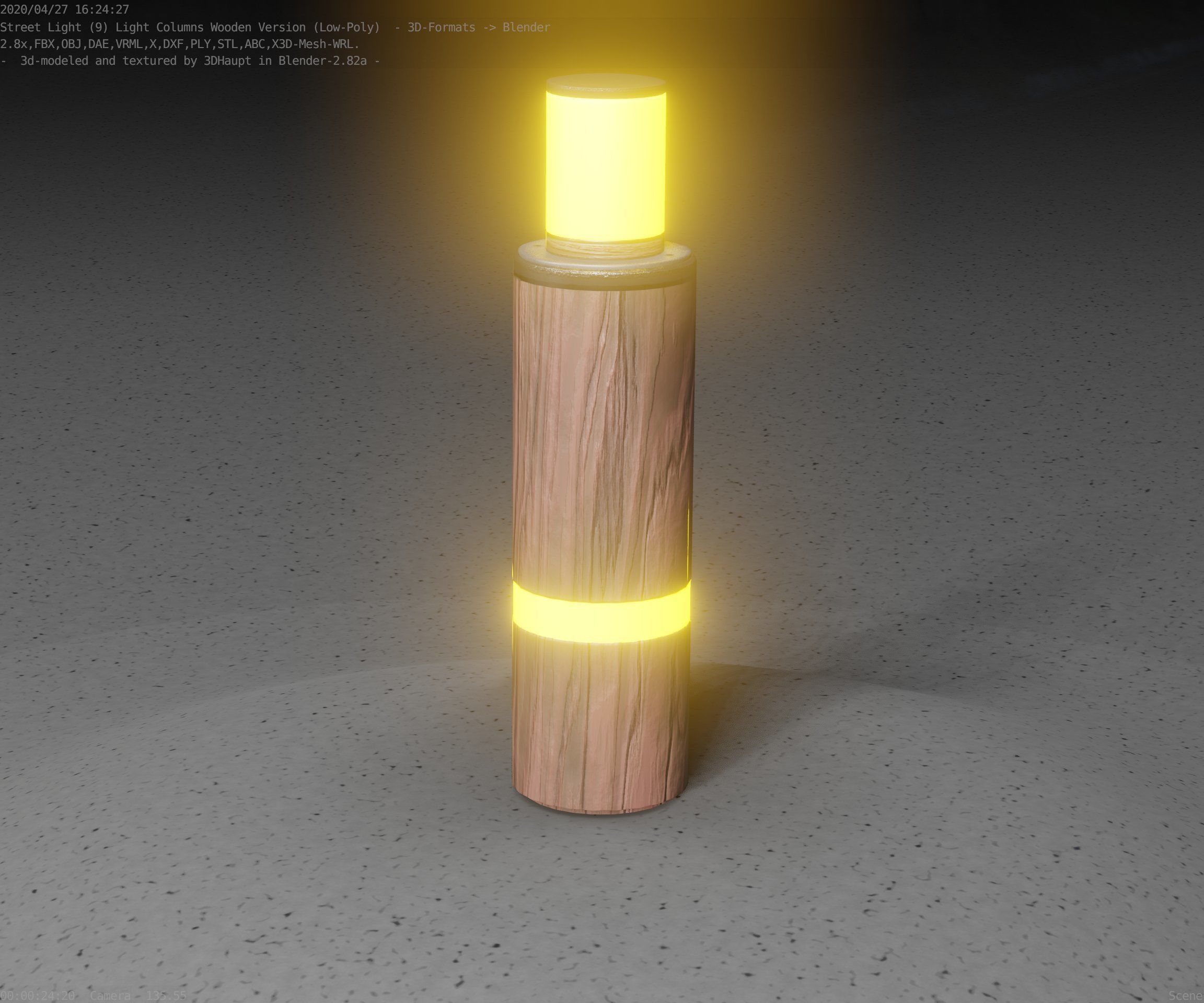 Wooden pillar of light 6 - Street-Light Set-9 Low-Poly  Low-poly 3D model_96