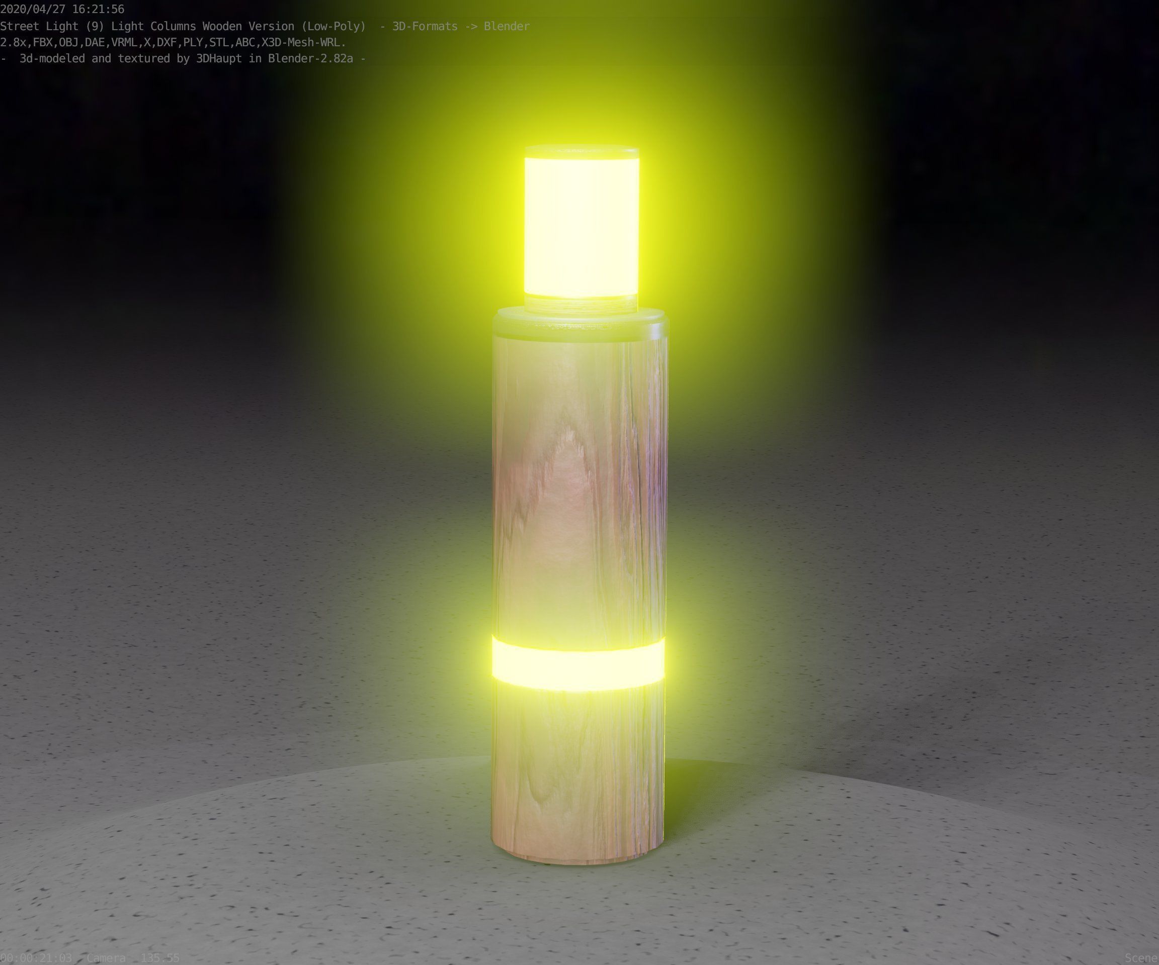 Wooden pillar of light 6 - Street-Light Set-9 Low-Poly  Low-poly 3D model_3