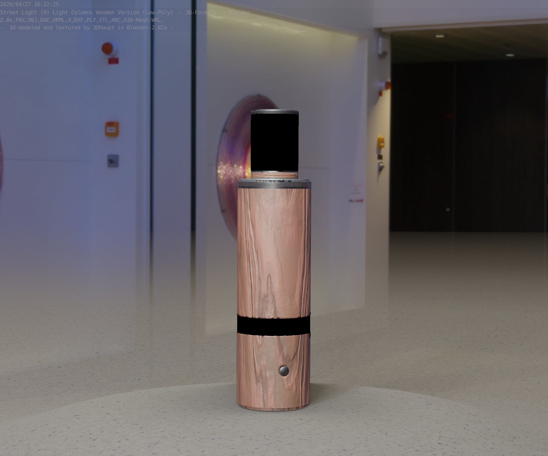 Wooden pillar of light 6 - Street-Light Set-9 Low-Poly  Low-poly 3D model_26