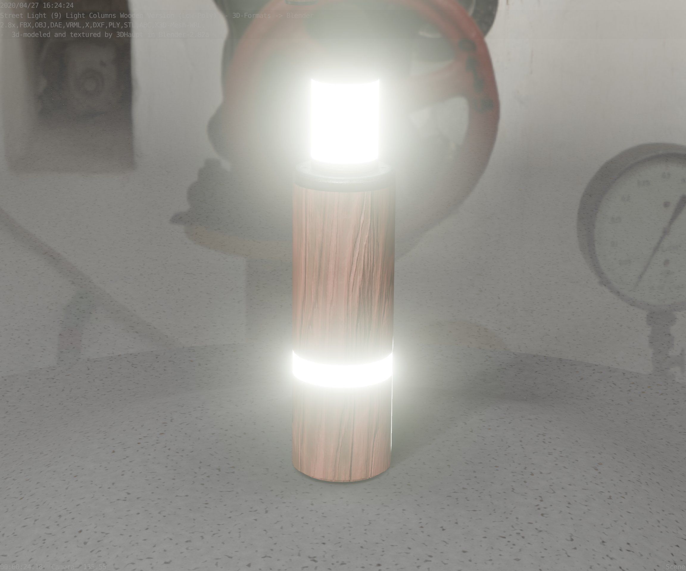 Wooden pillar of light 6 - Street-Light Set-9 Low-Poly  Low-poly 3D model_94