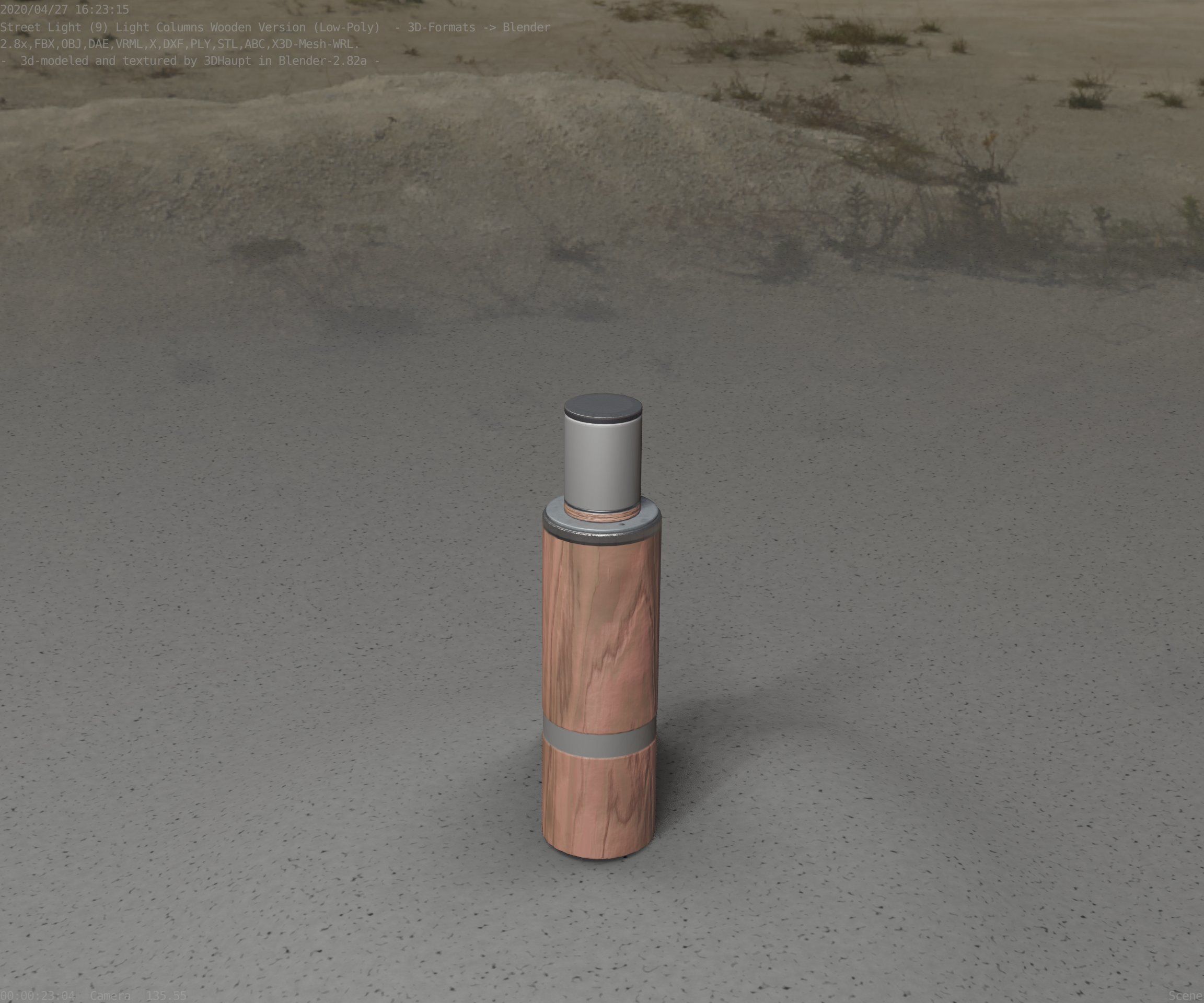 Wooden pillar of light 6 - Street-Light Set-9 Low-Poly  Low-poly 3D model_56