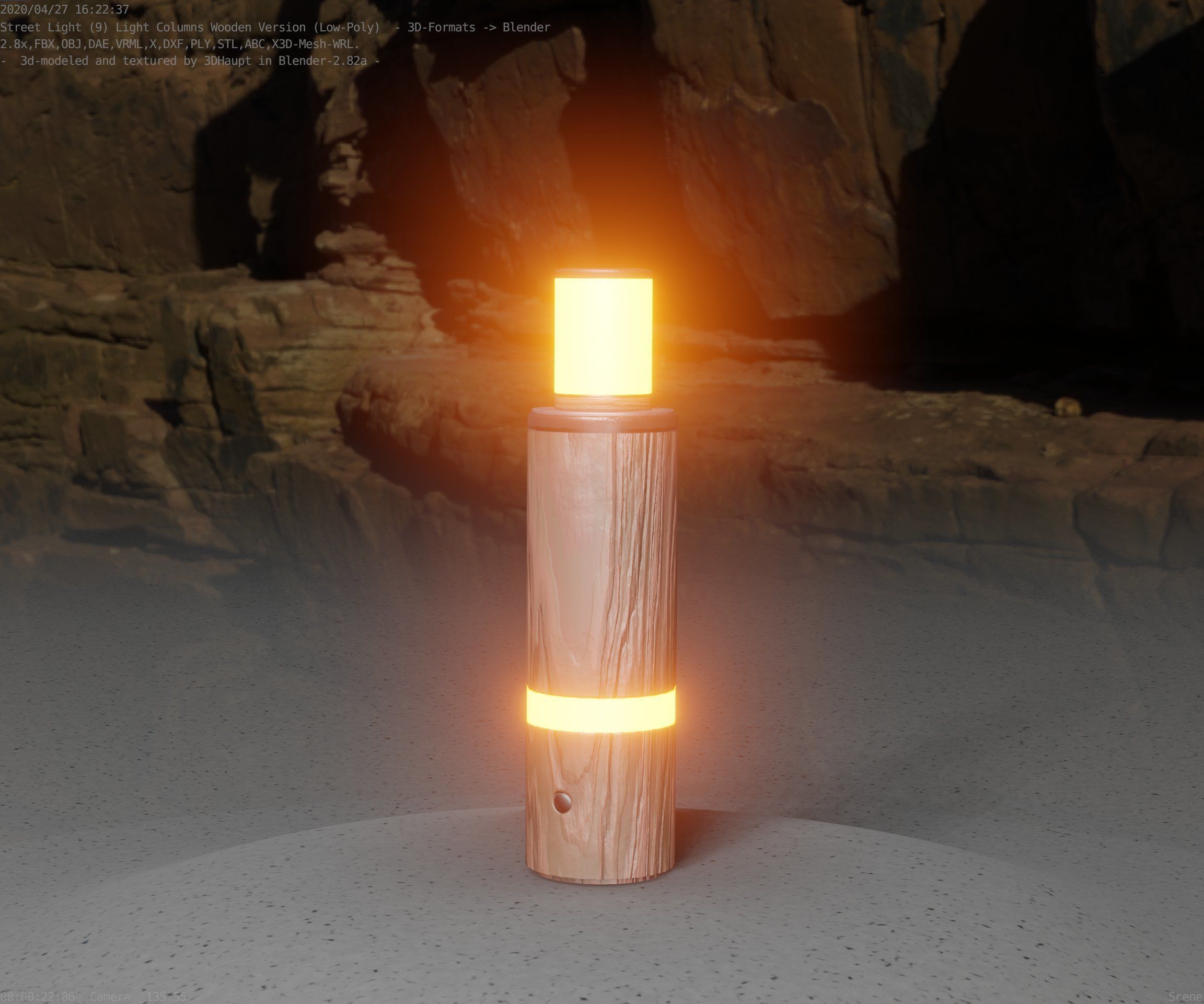 Wooden pillar of light 6 - Street-Light Set-9 Low-Poly  Low-poly 3D model_34