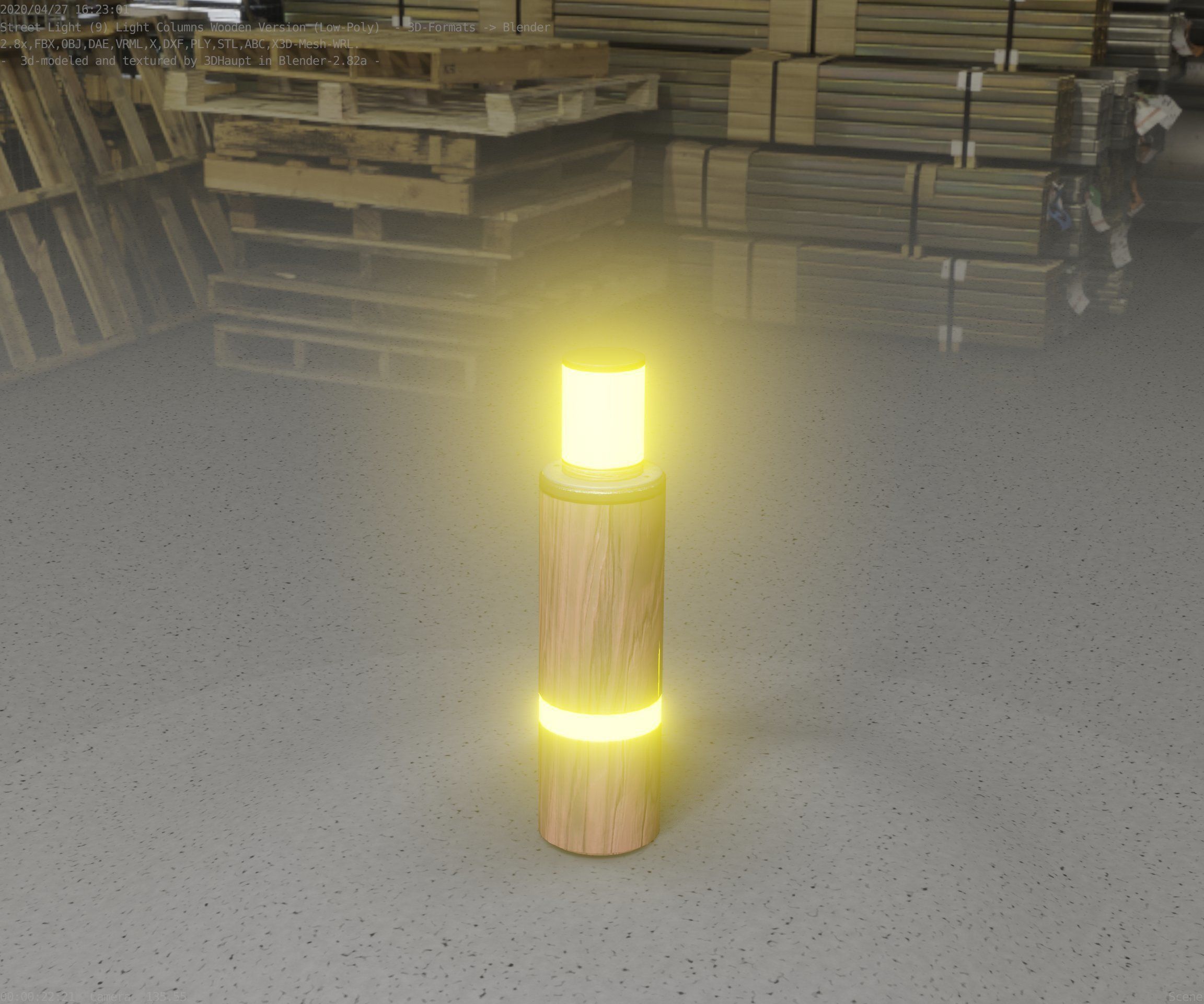 Wooden pillar of light 6 - Street-Light Set-9 Low-Poly  Low-poly 3D model_49