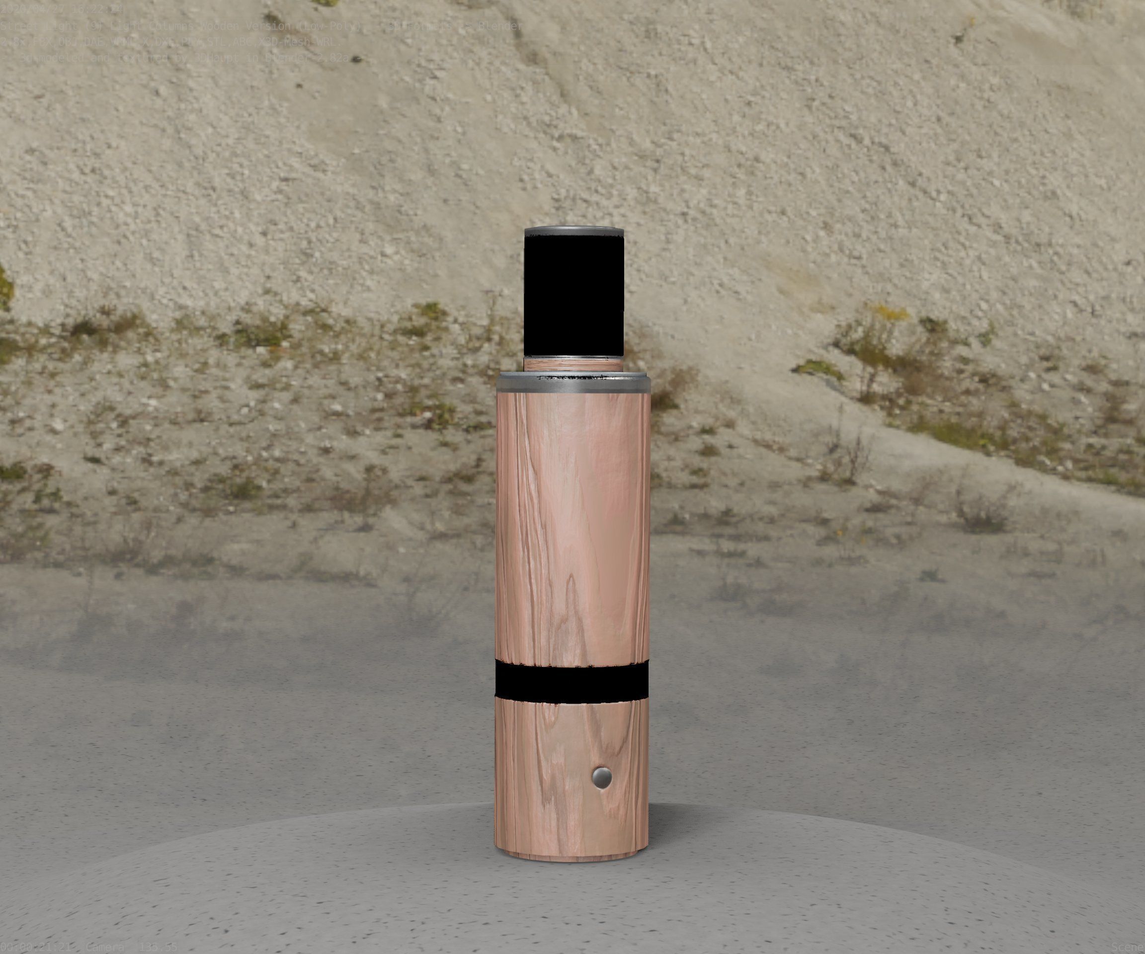 Wooden pillar of light 6 - Street-Light Set-9 Low-Poly  Low-poly 3D model_25