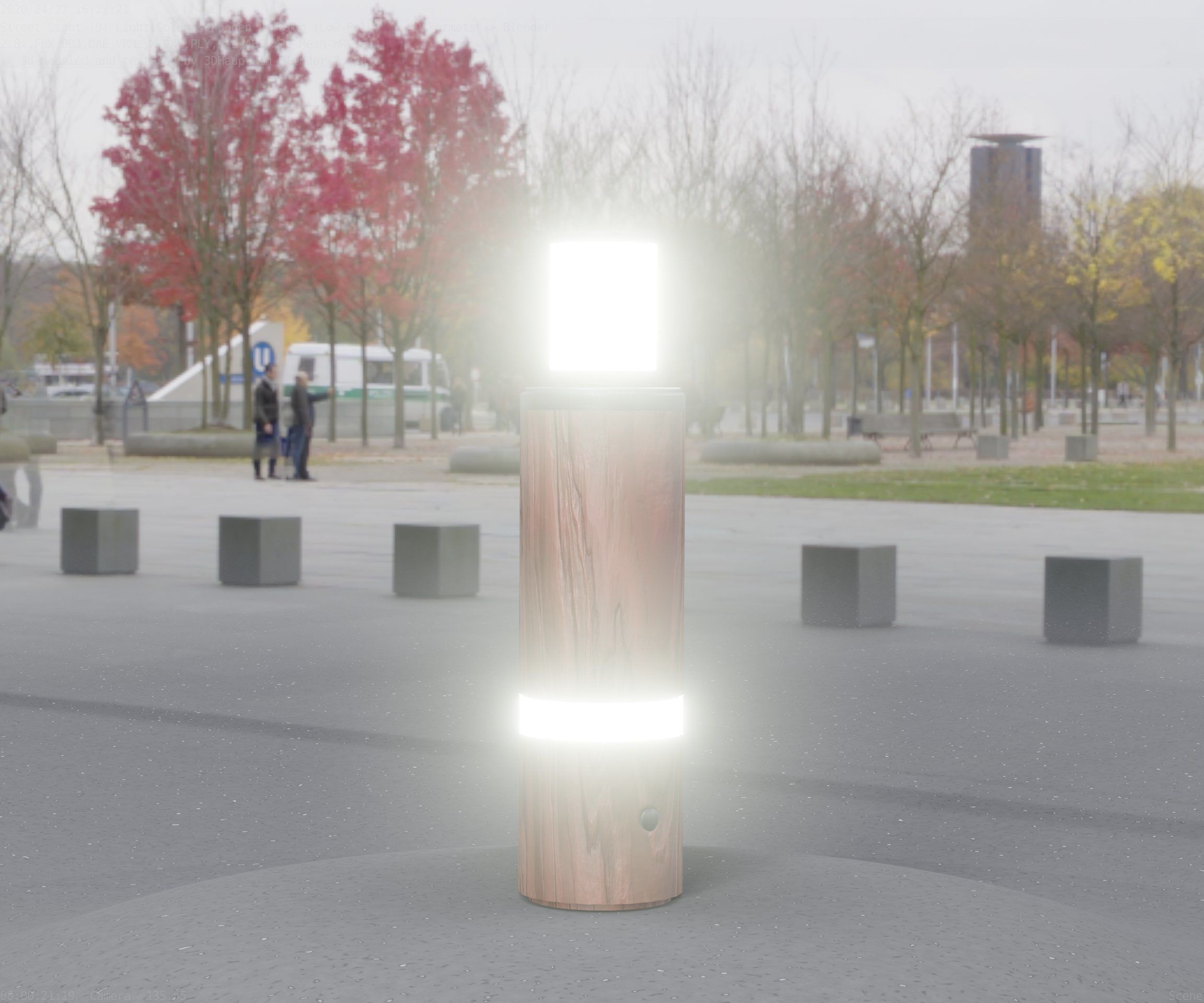 Wooden pillar of light 6 - Street-Light Set-9 Low-Poly  Low-poly 3D model_23