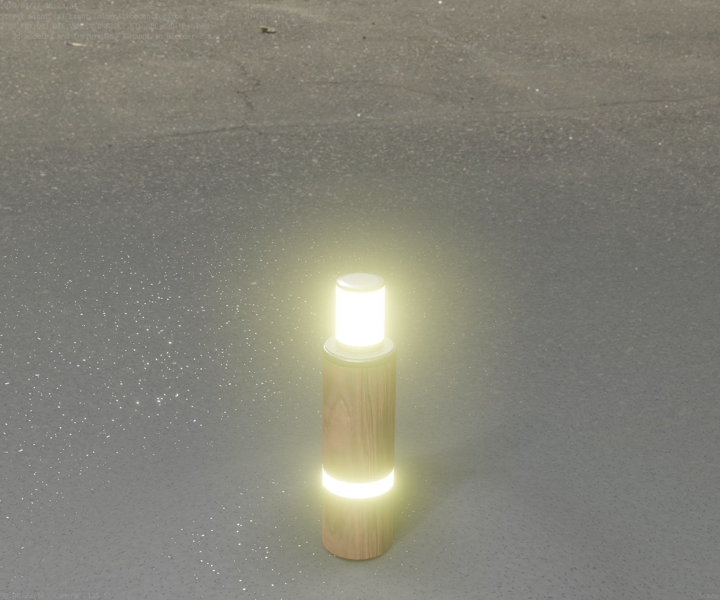 Wooden pillar of light 6 - Street-Light Set-9 Low-Poly  Low-poly 3D model_68