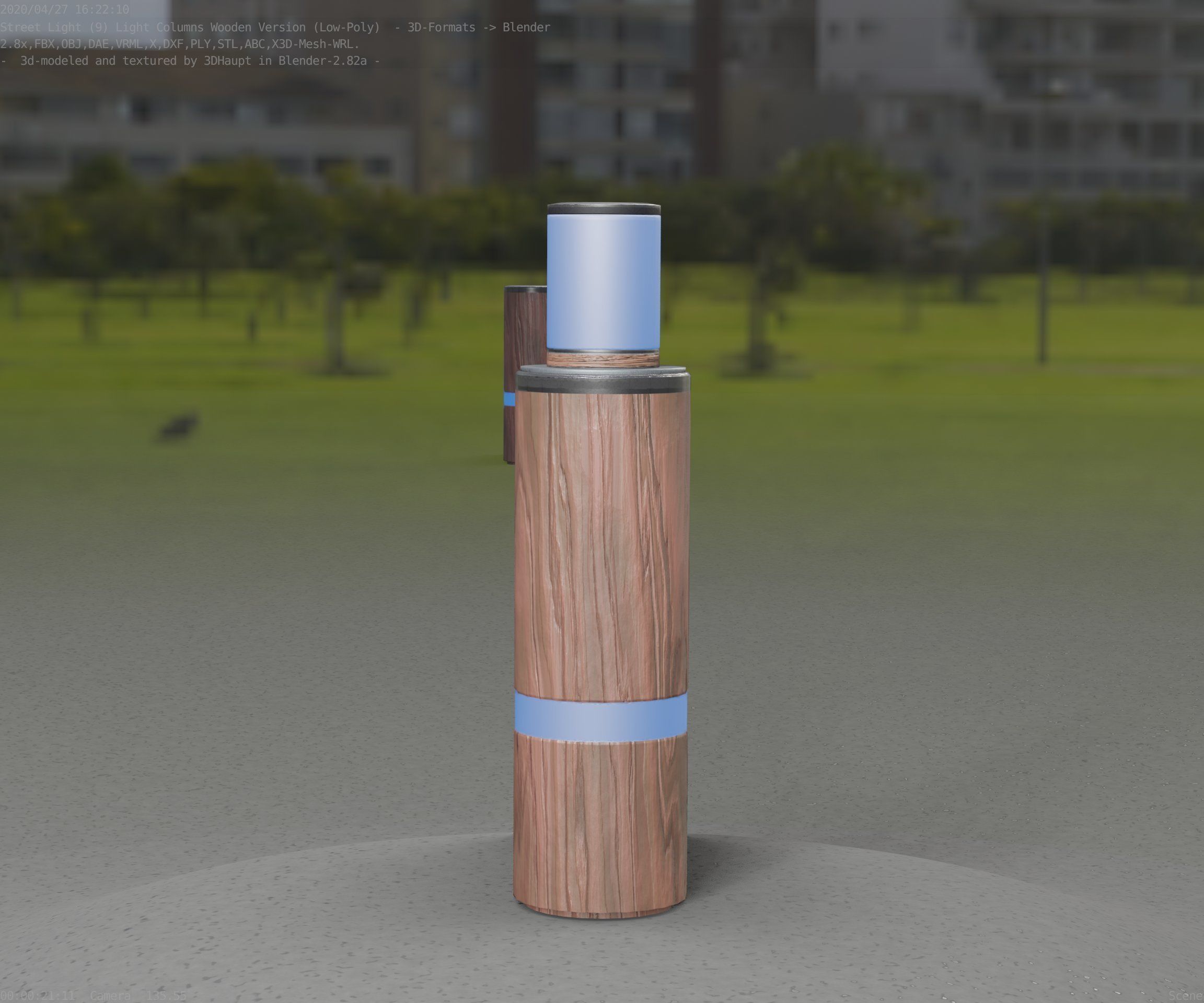 Wooden pillar of light 6 - Street-Light Set-9 Low-Poly  Low-poly 3D model_15