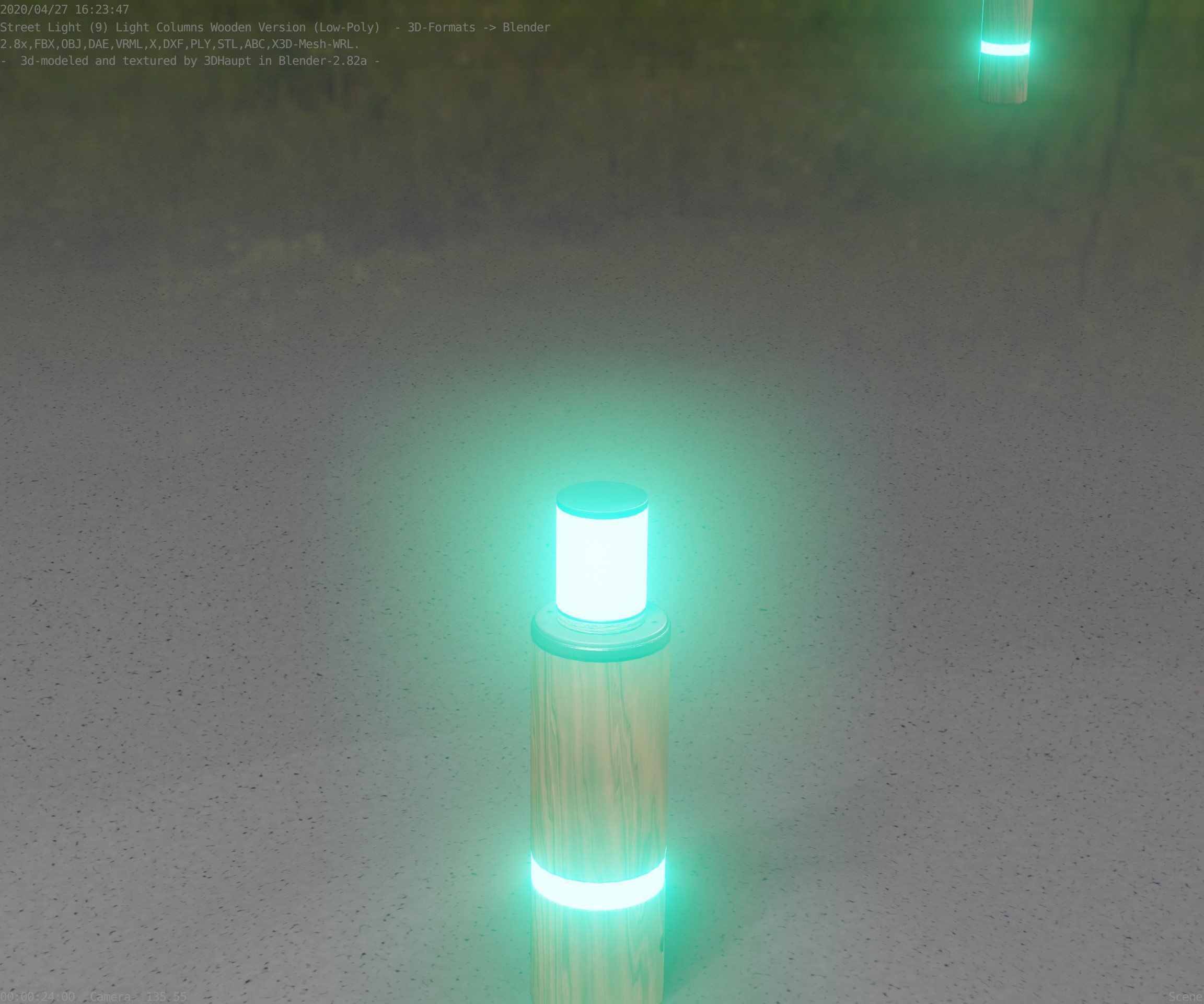 Wooden pillar of light 6 - Street-Light Set-9 Low-Poly  Low-poly 3D model_76