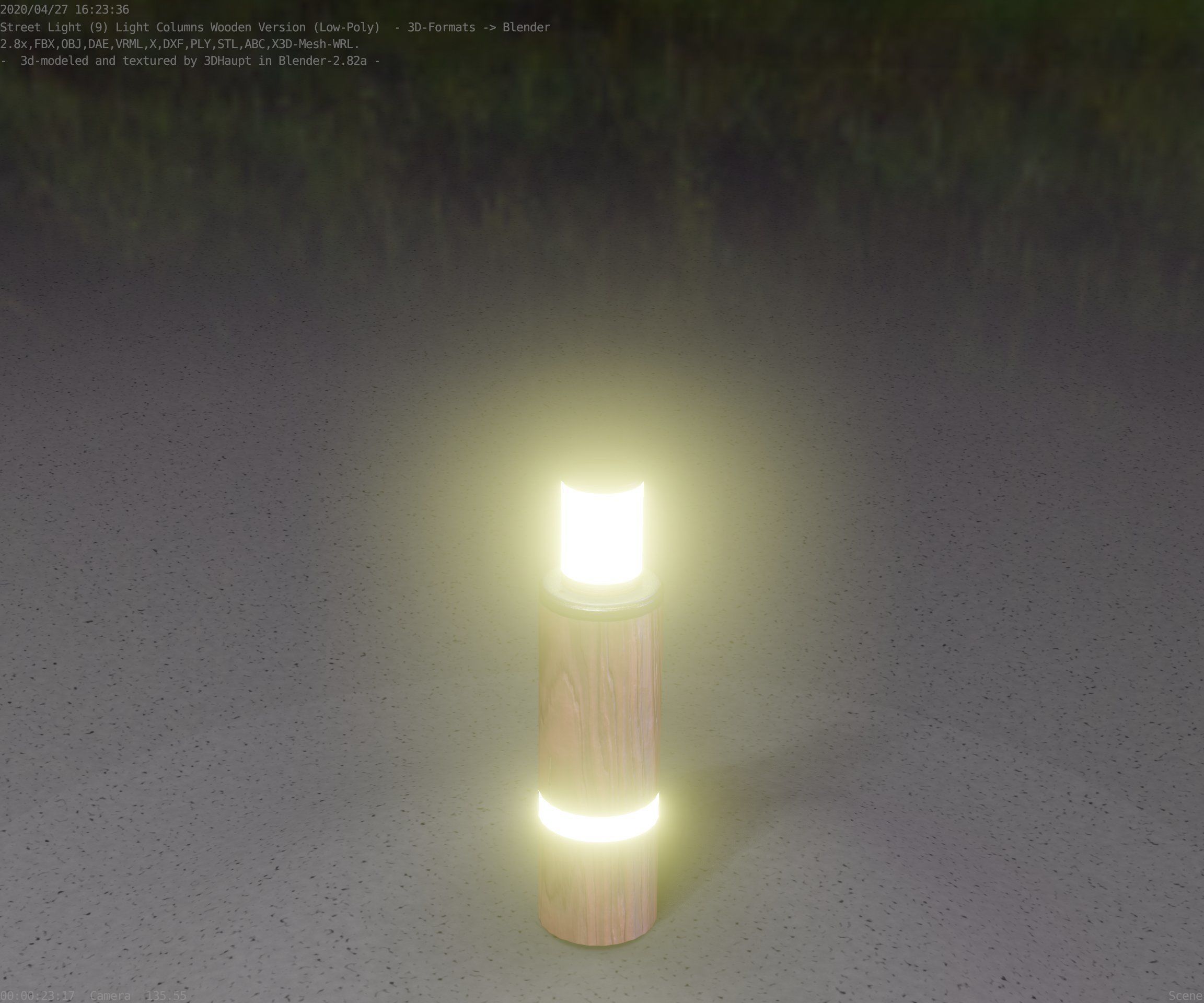 Wooden pillar of light 6 - Street-Light Set-9 Low-Poly  Low-poly 3D model_69