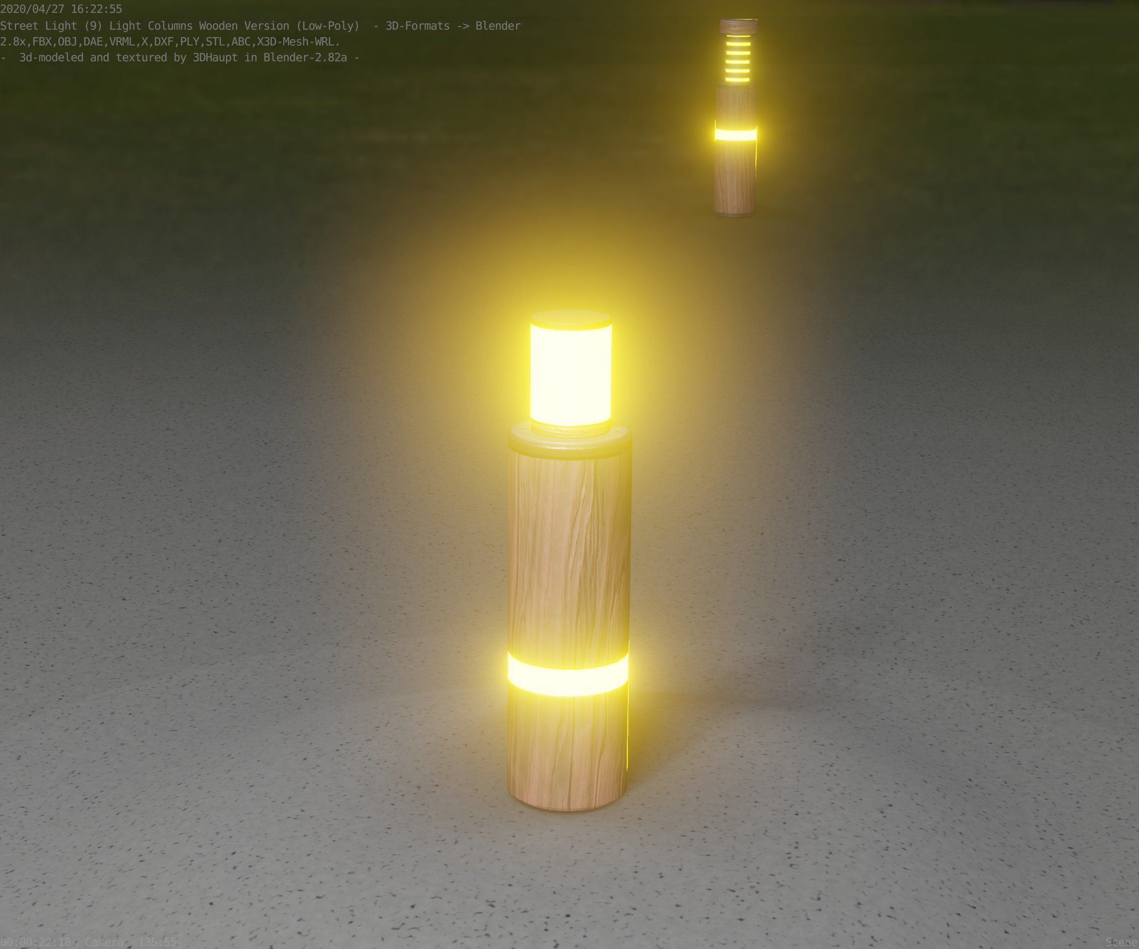 Wooden pillar of light 6 - Street-Light Set-9 Low-Poly  Low-poly 3D model_46