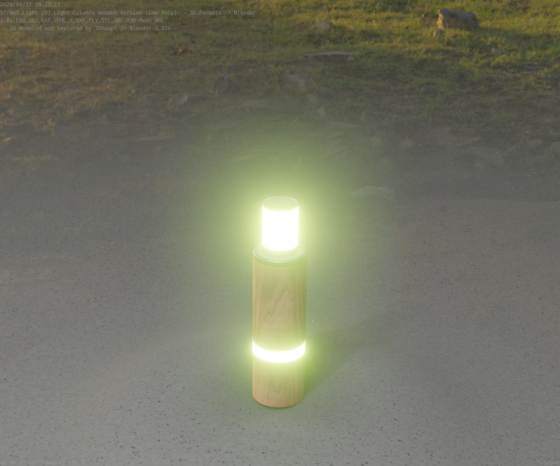 Wooden pillar of light 6 - Street-Light Set-9 Low-Poly  Low-poly 3D model_61