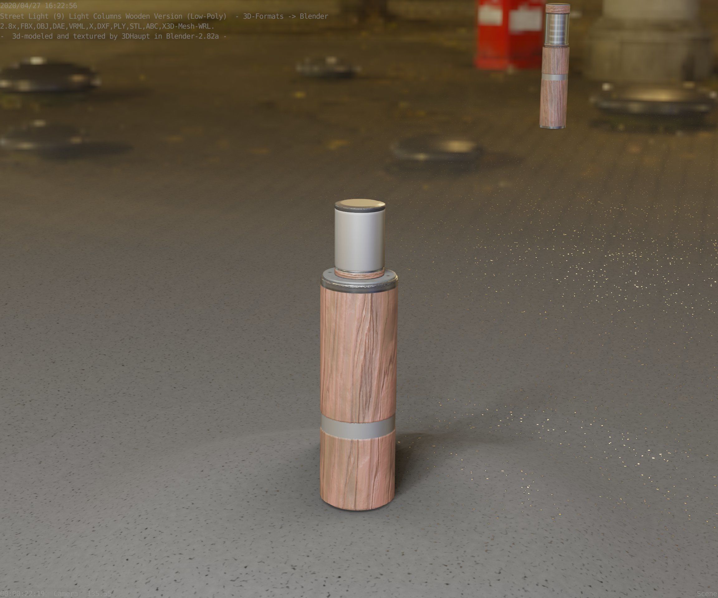 Wooden pillar of light 6 - Street-Light Set-9 Low-Poly  Low-poly 3D model_47