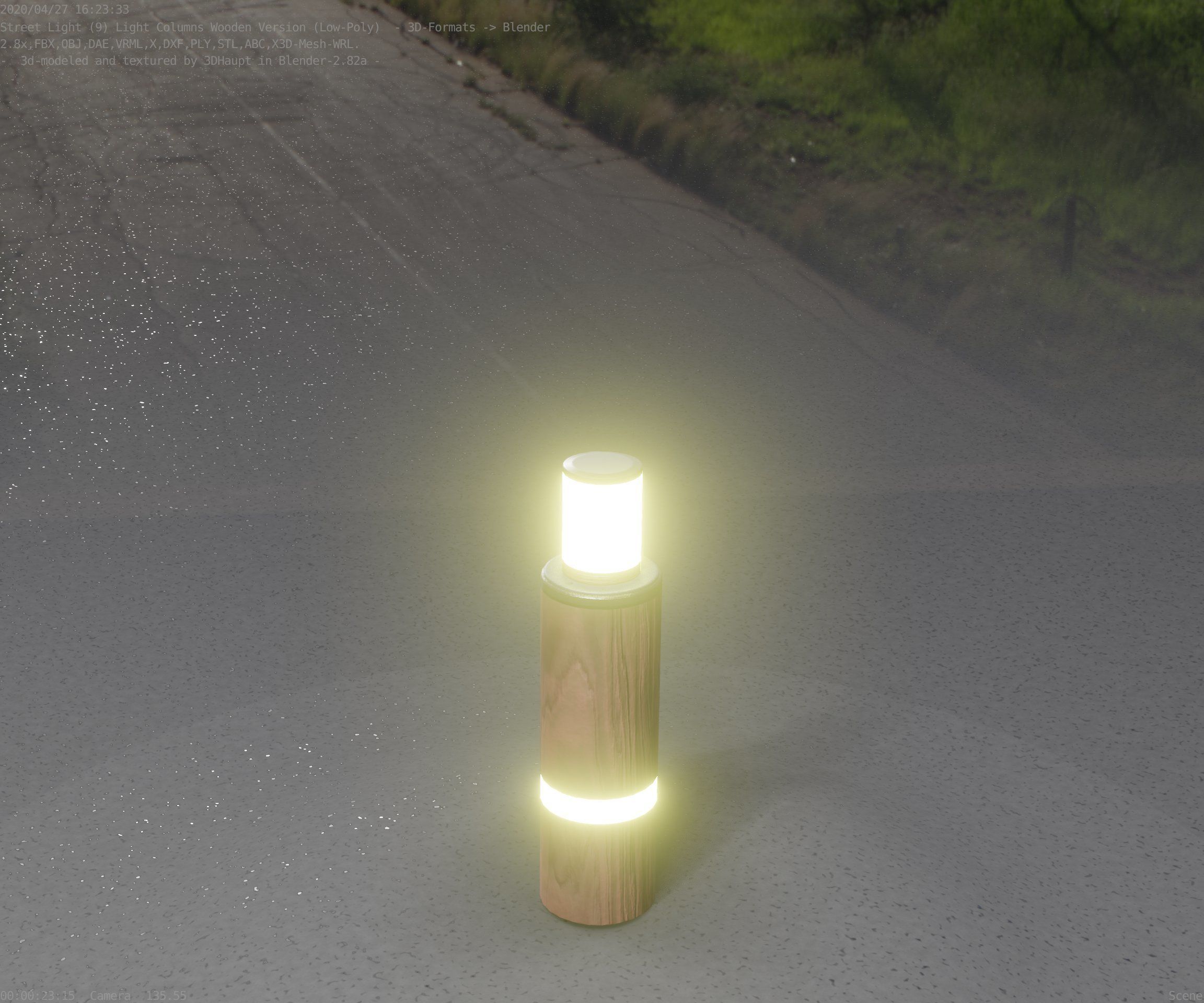 Wooden pillar of light 6 - Street-Light Set-9 Low-Poly  Low-poly 3D model_67