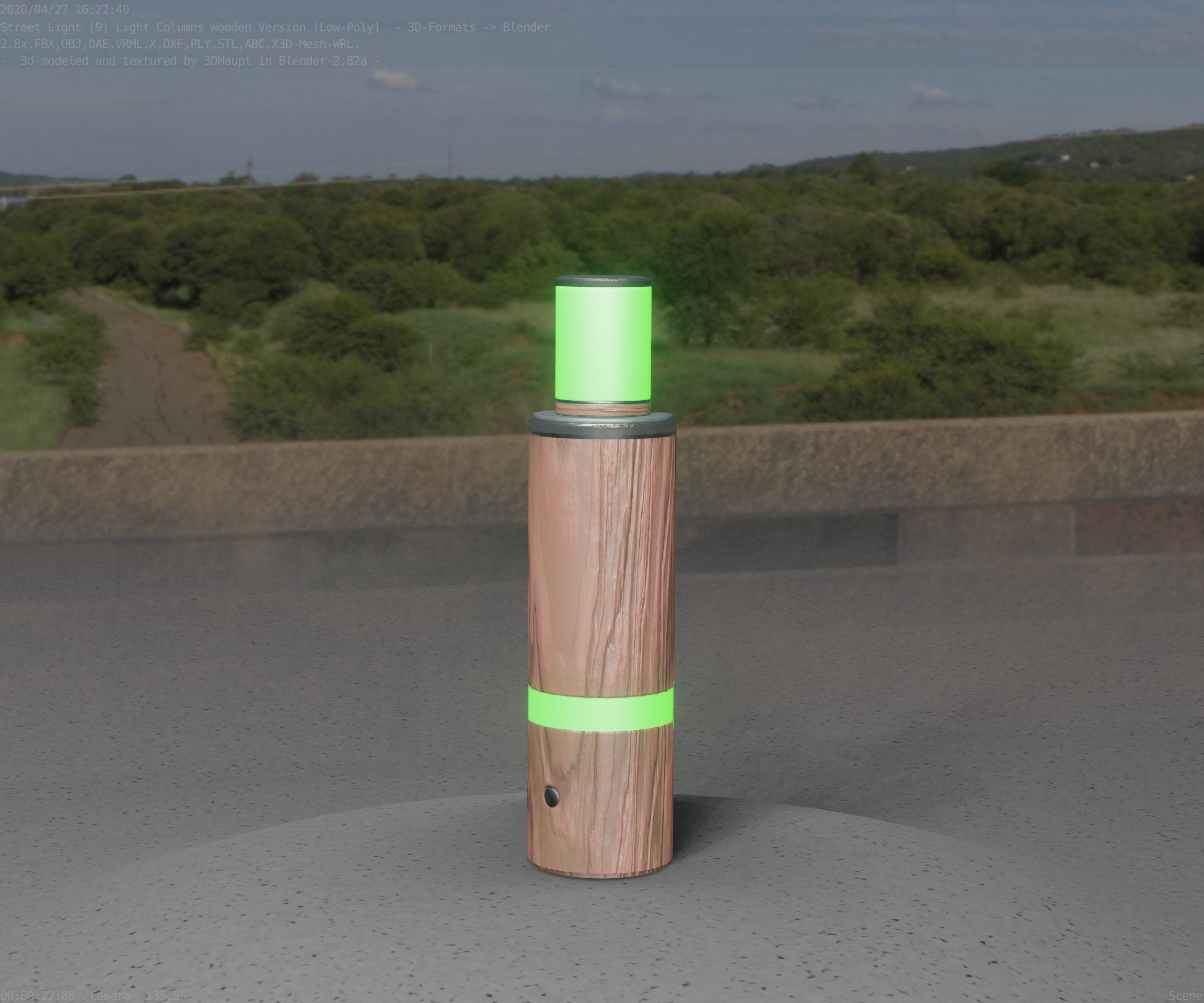 Wooden pillar of light 6 - Street-Light Set-9 Low-Poly  Low-poly 3D model_36