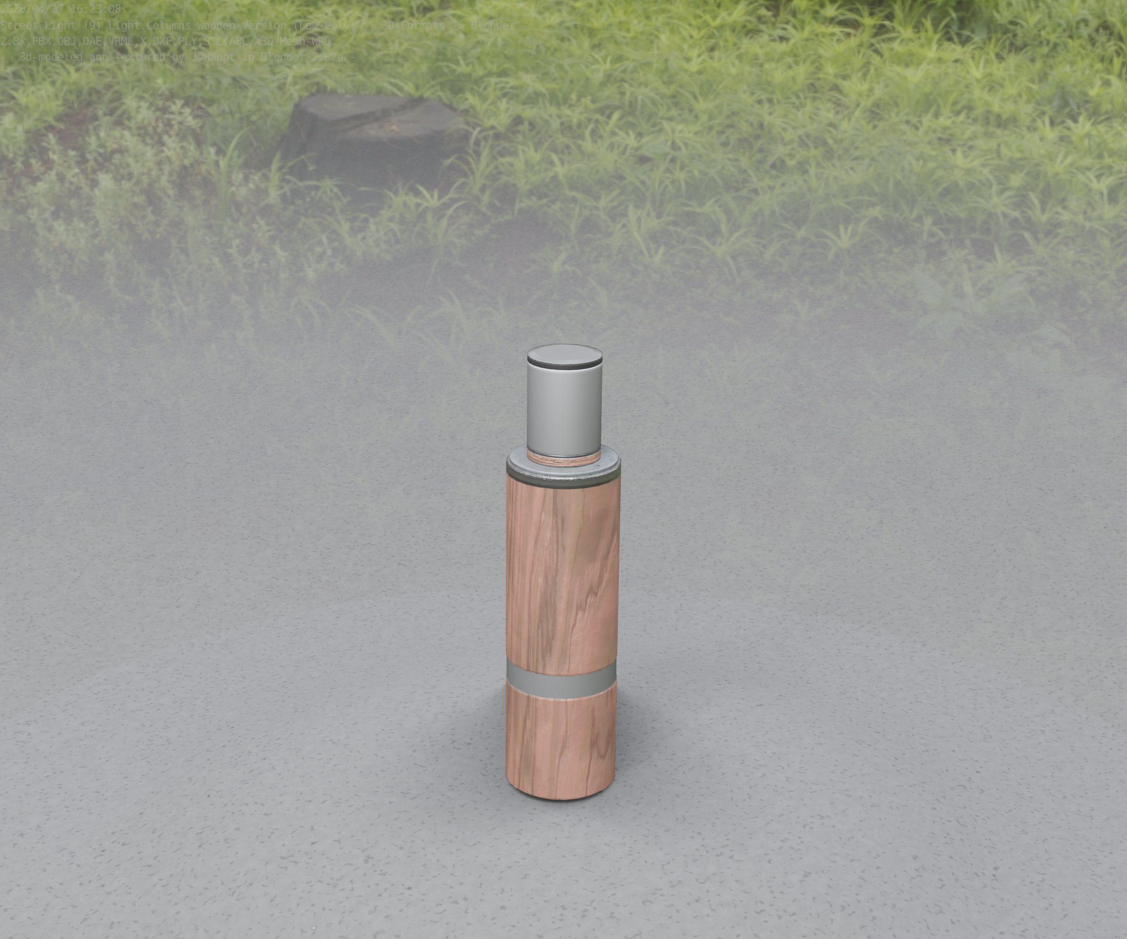 Wooden pillar of light 6 - Street-Light Set-9 Low-Poly  Low-poly 3D model_52