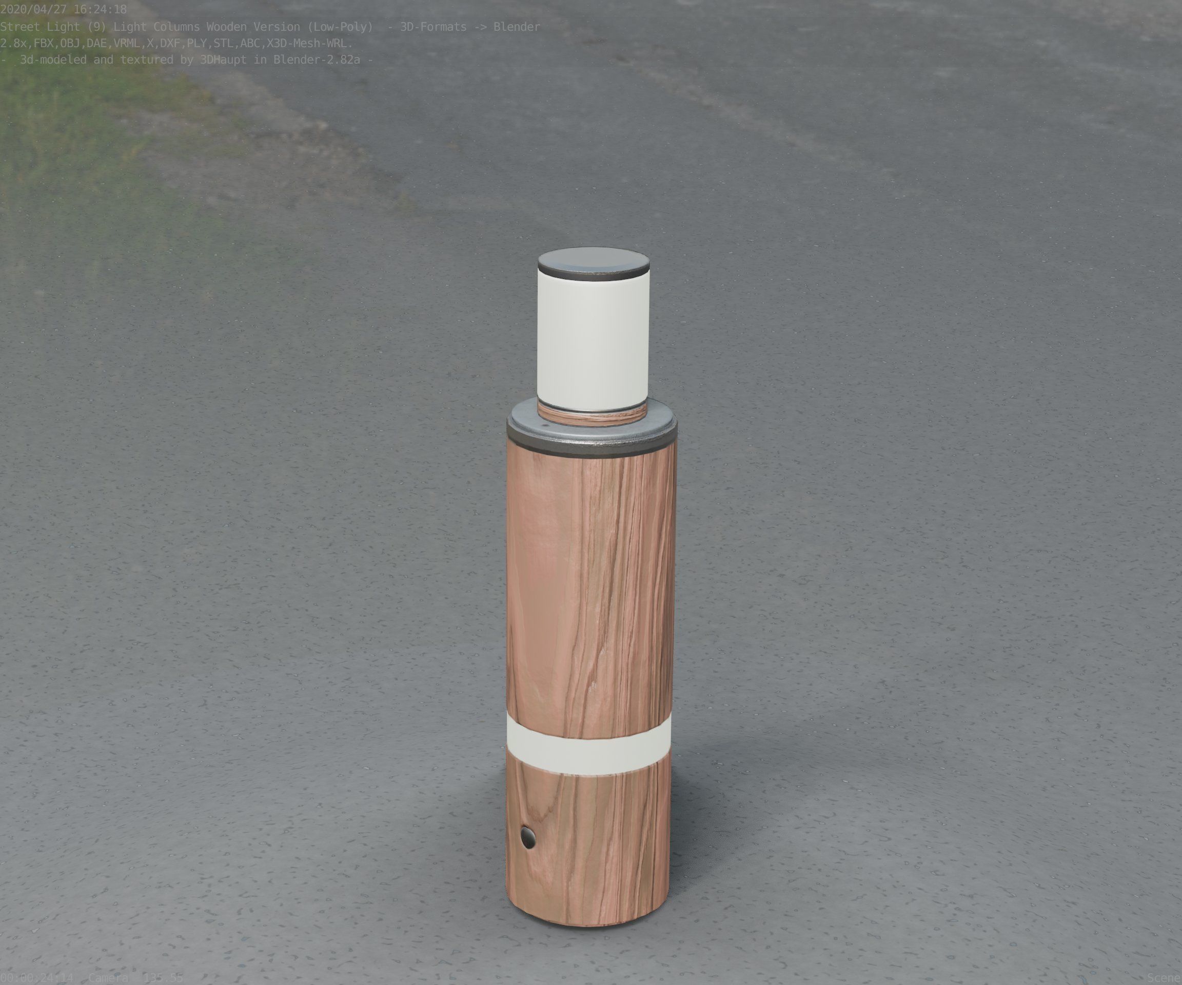 Wooden pillar of light 6 - Street-Light Set-9 Low-Poly  Low-poly 3D model_90