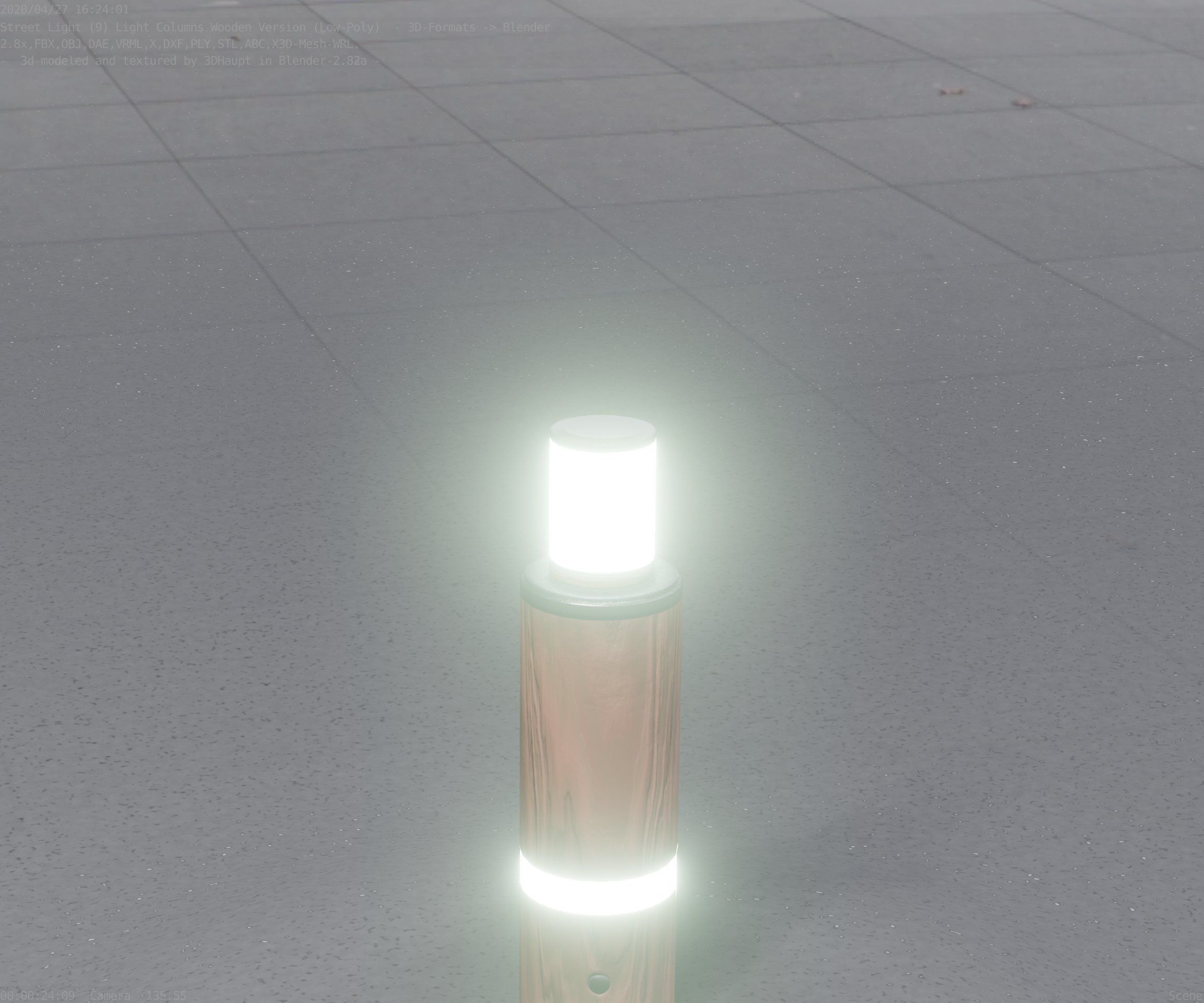 Wooden pillar of light 6 - Street-Light Set-9 Low-Poly  Low-poly 3D model_85