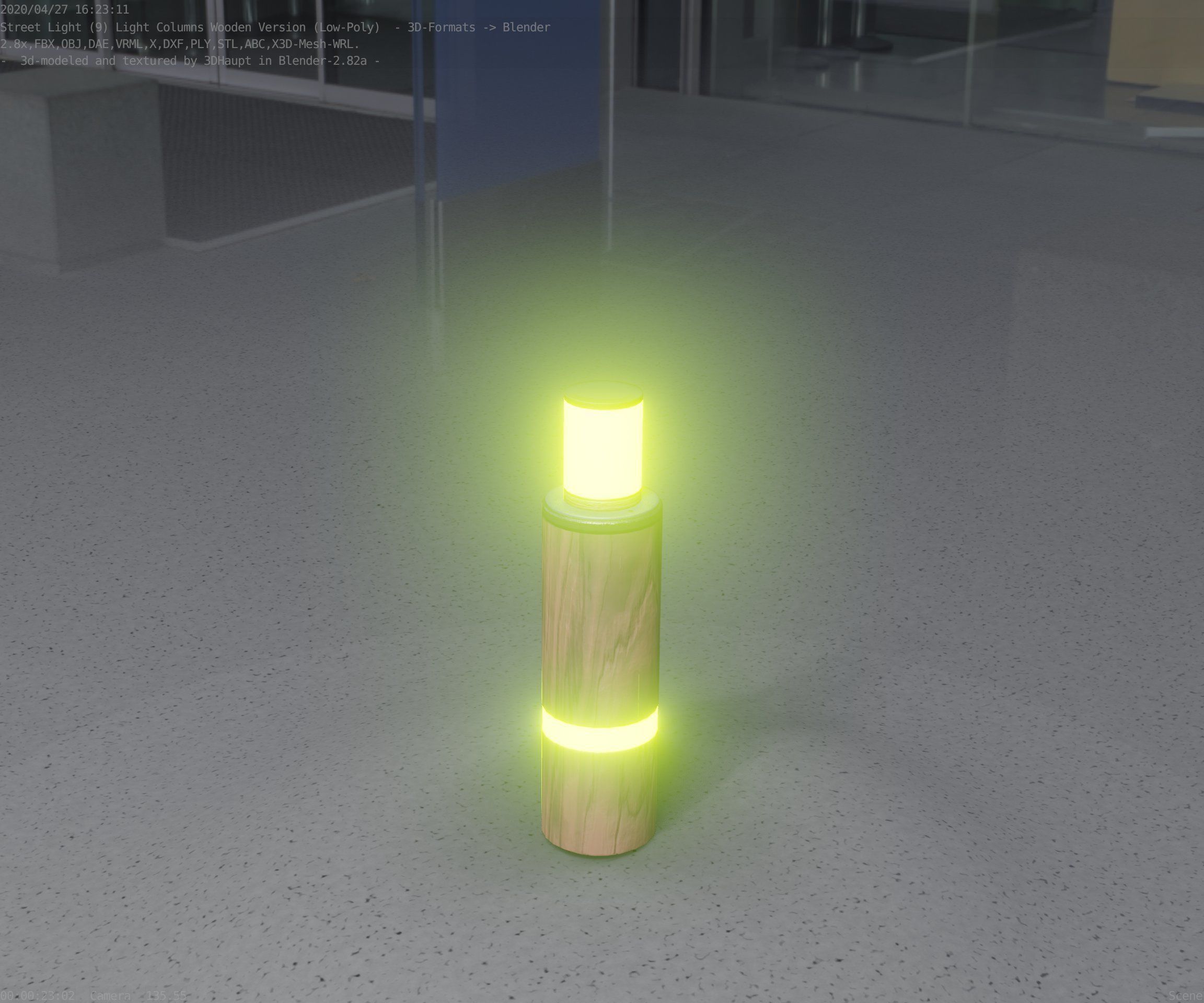 Wooden pillar of light 6 - Street-Light Set-9 Low-Poly  Low-poly 3D model_54