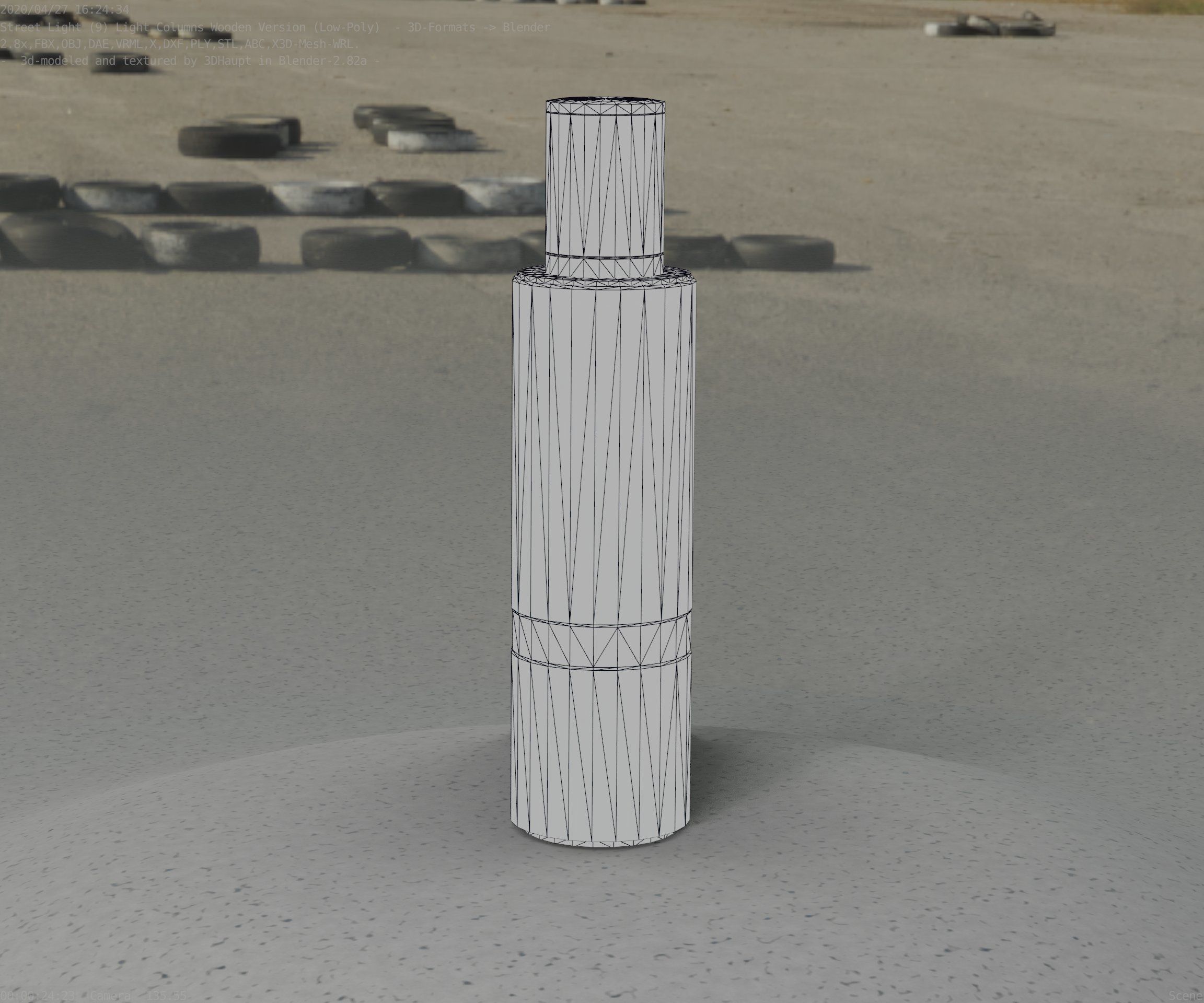 Wooden pillar of light 6 - Street-Light Set-9 Low-Poly  Low-poly 3D model_99