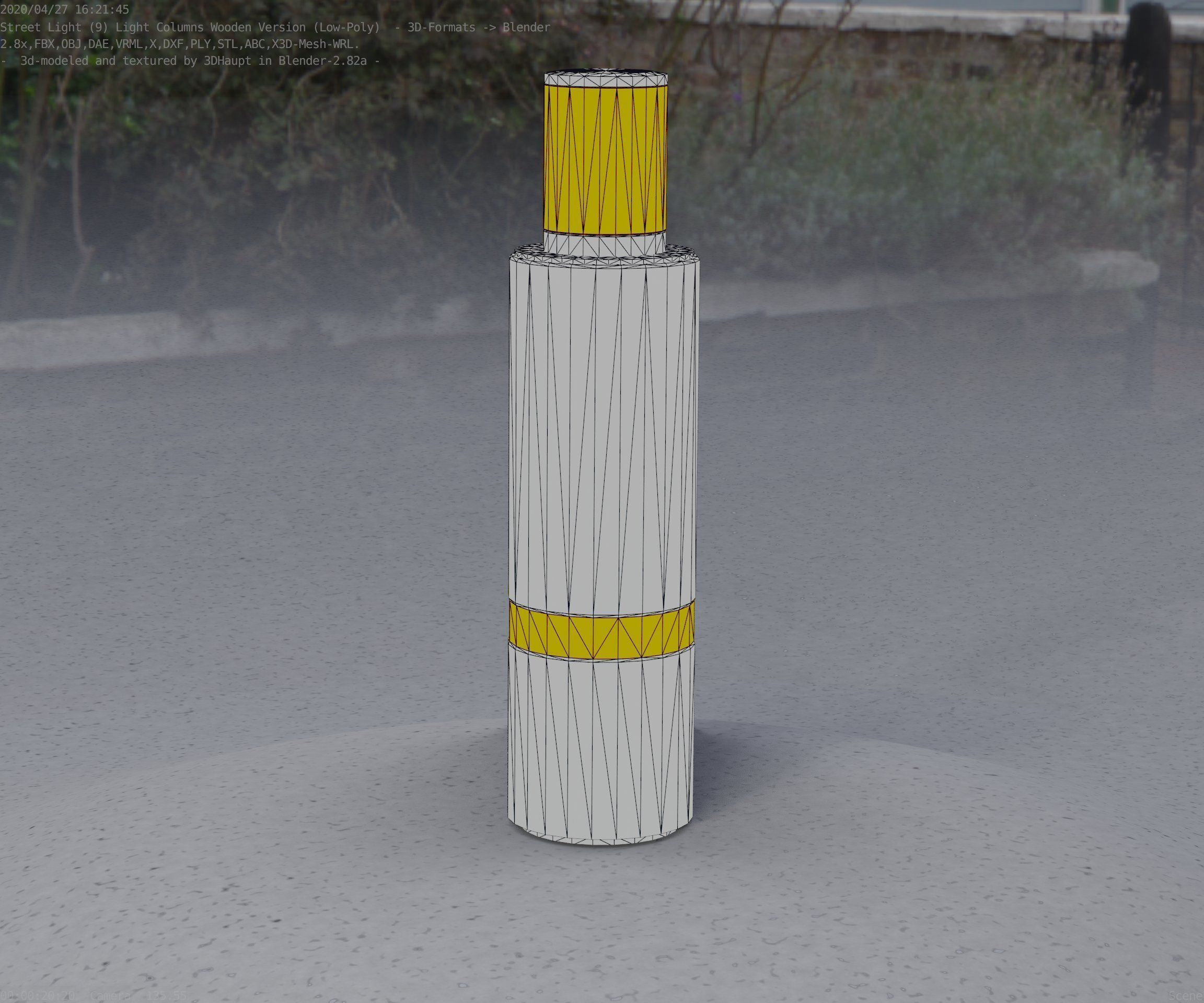 Wooden pillar of light 6 - Street-Light Set-9 Low-Poly  Low-poly 3D model_8