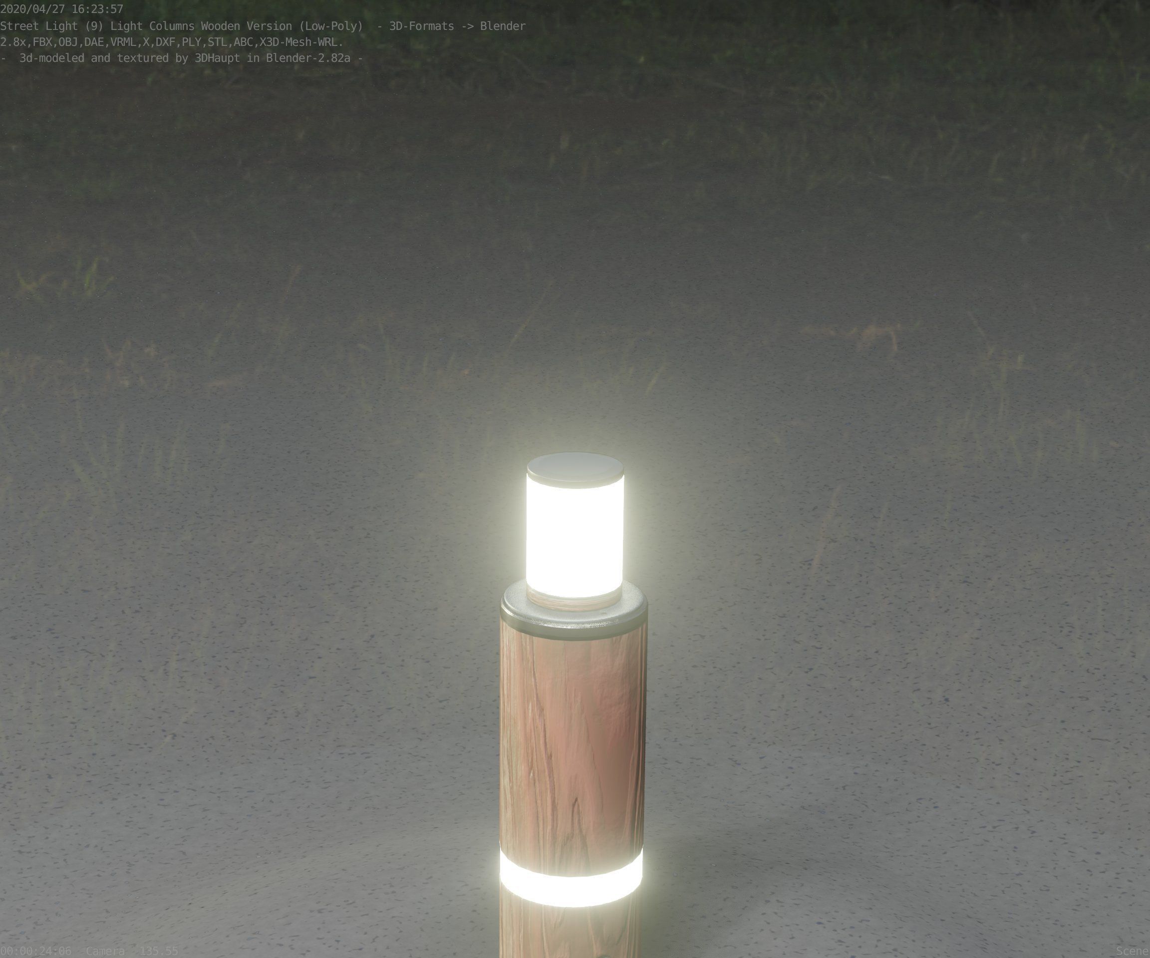 Wooden pillar of light 6 - Street-Light Set-9 Low-Poly  Low-poly 3D model_82