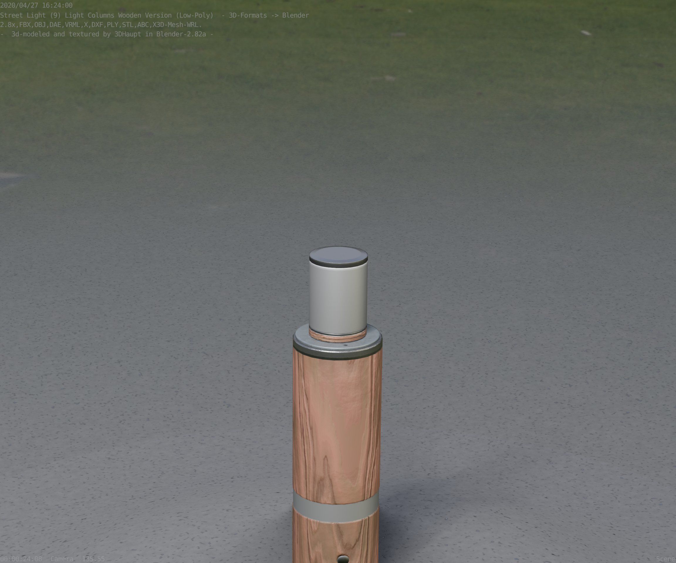 Wooden pillar of light 6 - Street-Light Set-9 Low-Poly  Low-poly 3D model_84