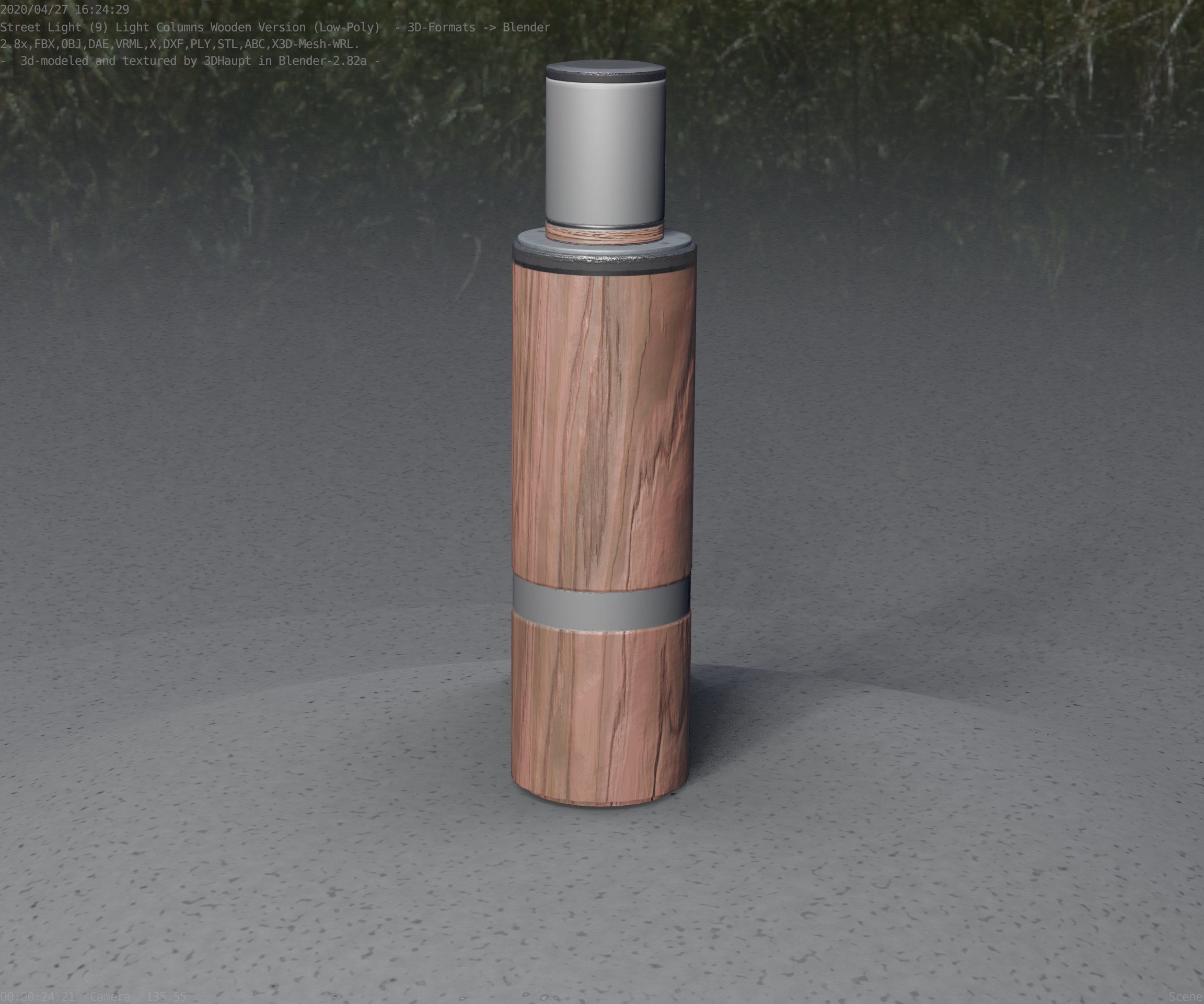 Wooden pillar of light 6 - Street-Light Set-9 Low-Poly  Low-poly 3D model_97