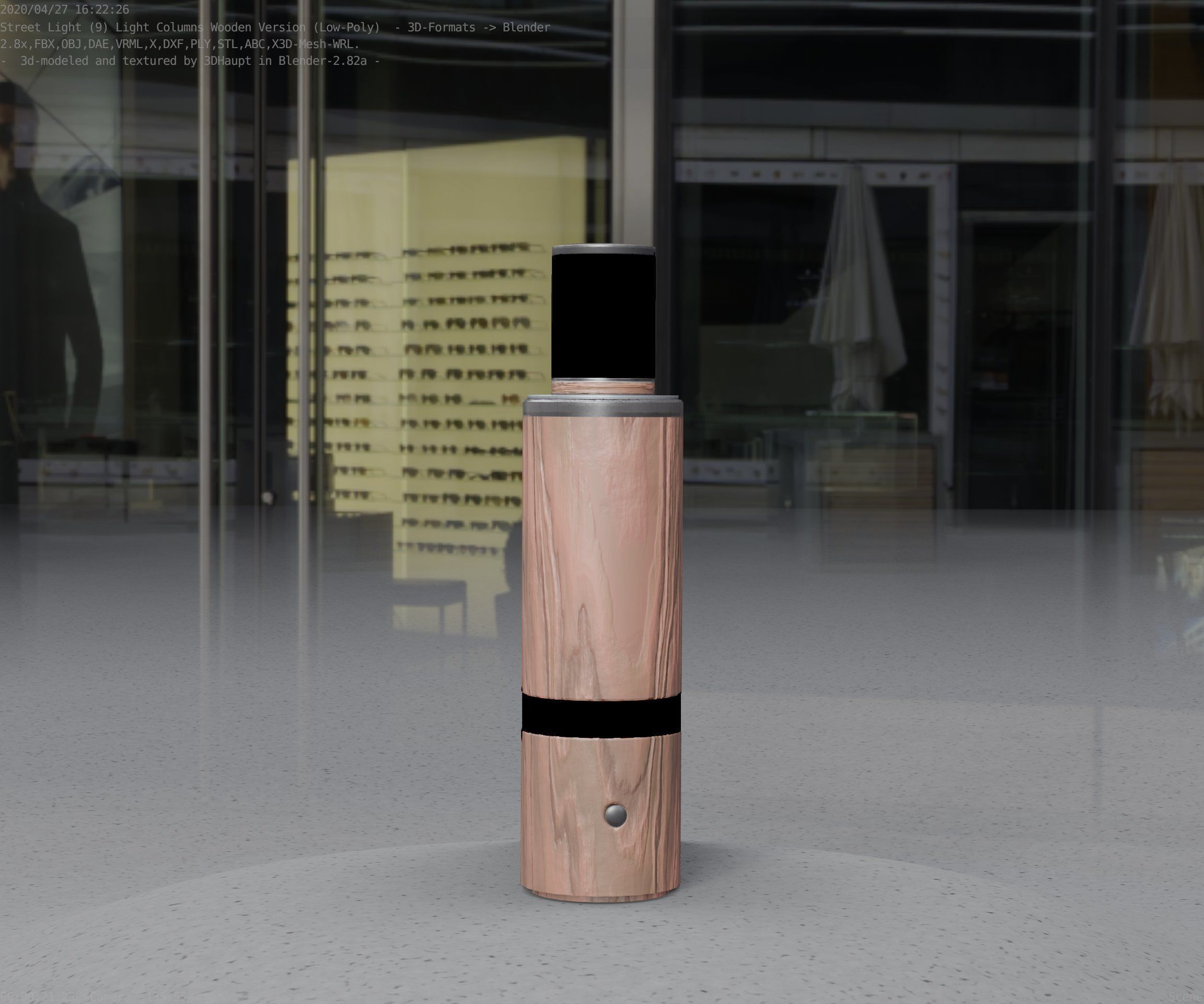 Wooden pillar of light 6 - Street-Light Set-9 Low-Poly  Low-poly 3D model_27