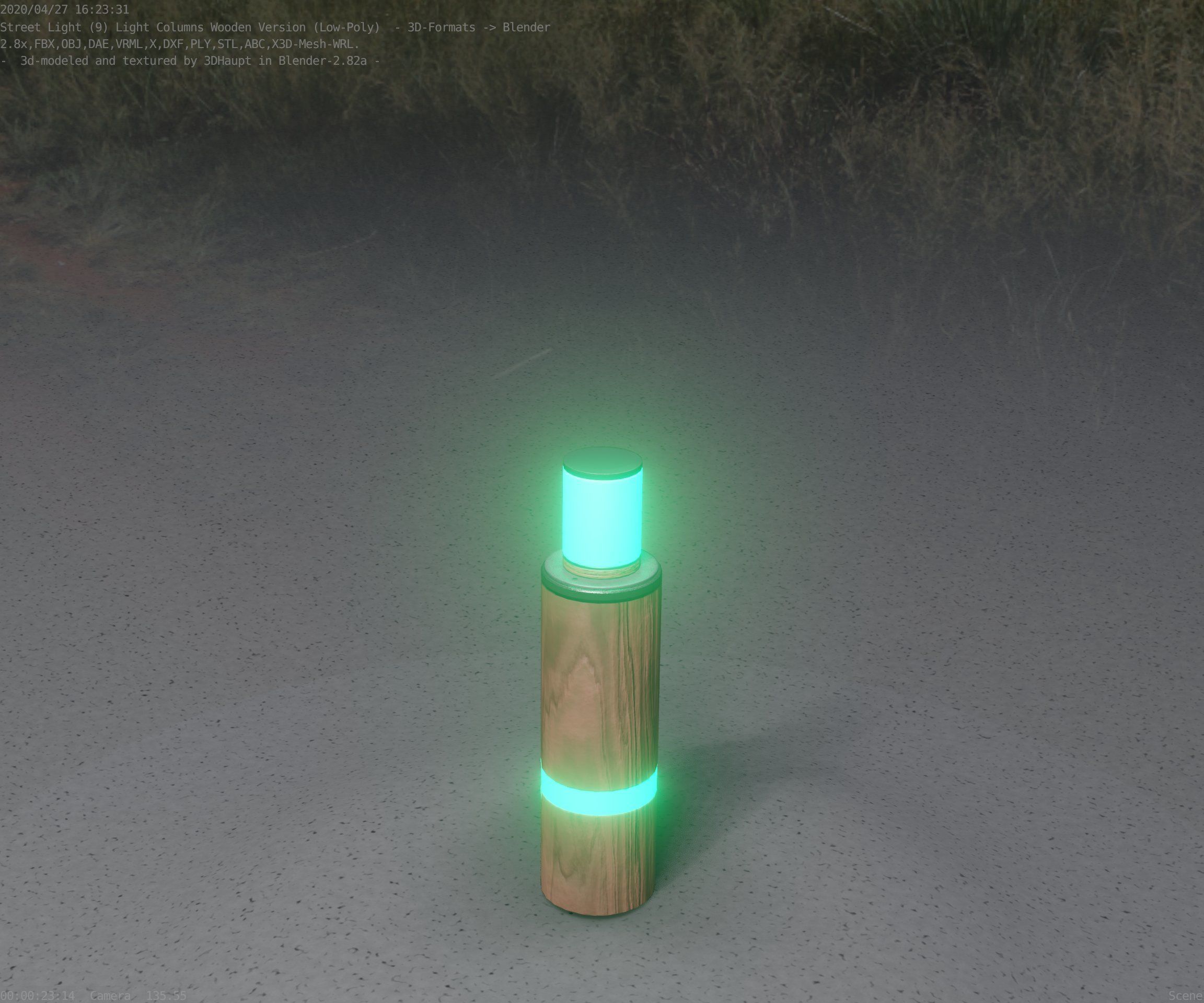 Wooden pillar of light 6 - Street-Light Set-9 Low-Poly  Low-poly 3D model_66