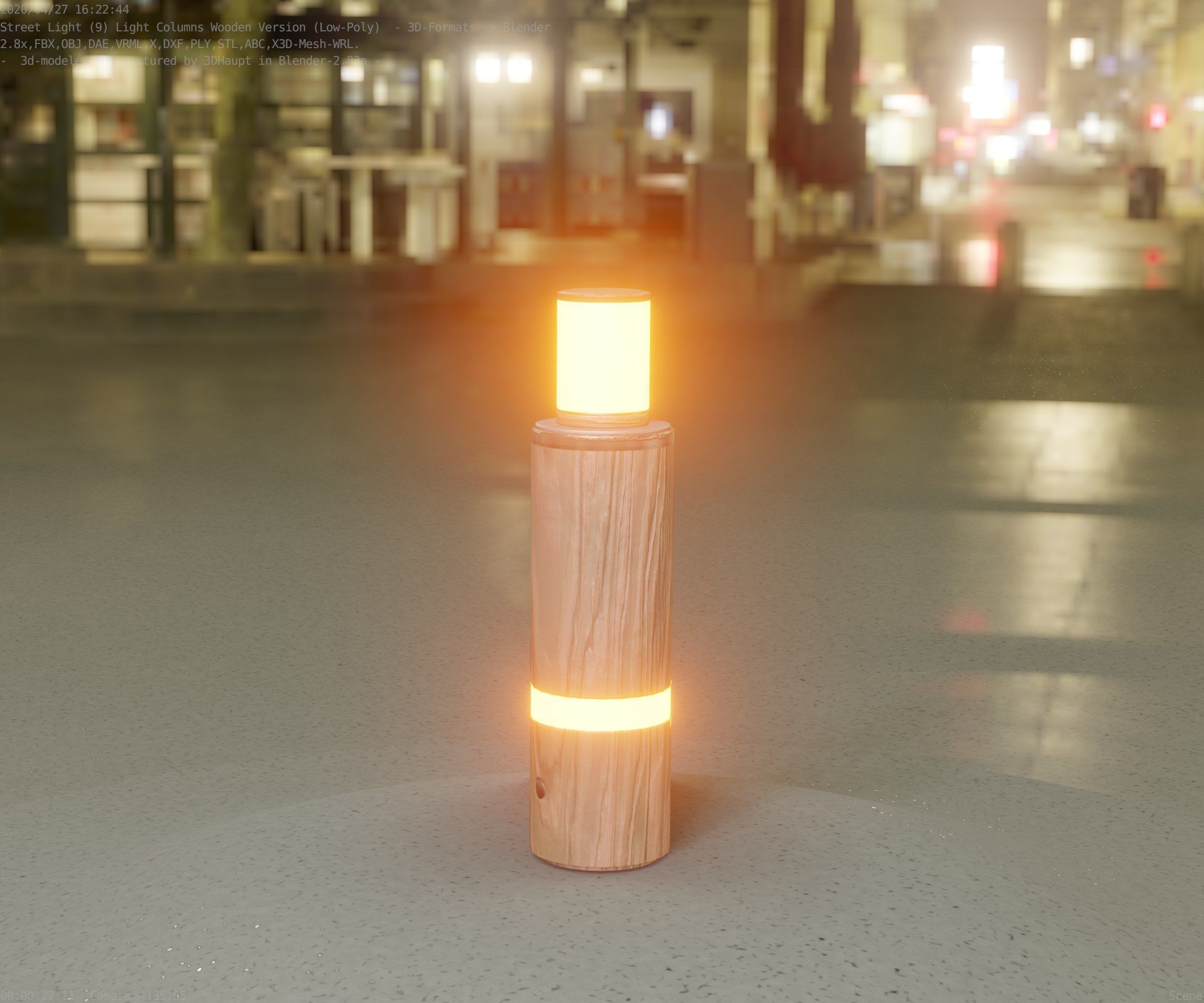 Wooden pillar of light 6 - Street-Light Set-9 Low-Poly  Low-poly 3D model_39