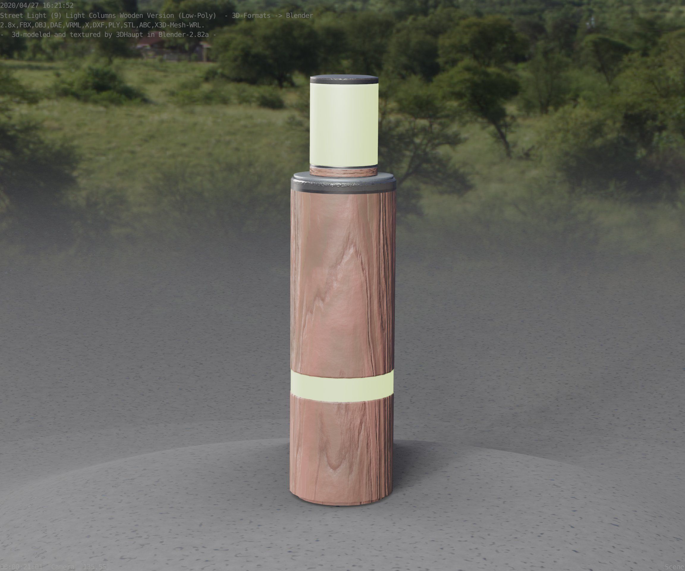 Wooden pillar of light 6 - Street-Light Set-9 Low-Poly  Low-poly 3D model_1