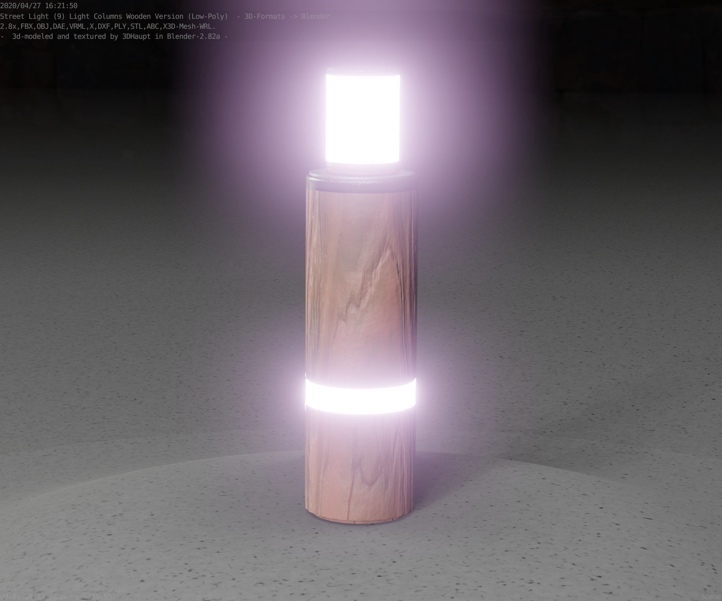 Wooden pillar of light 6 - Street-Light Set-9 Low-Poly  Low-poly 3D model_11