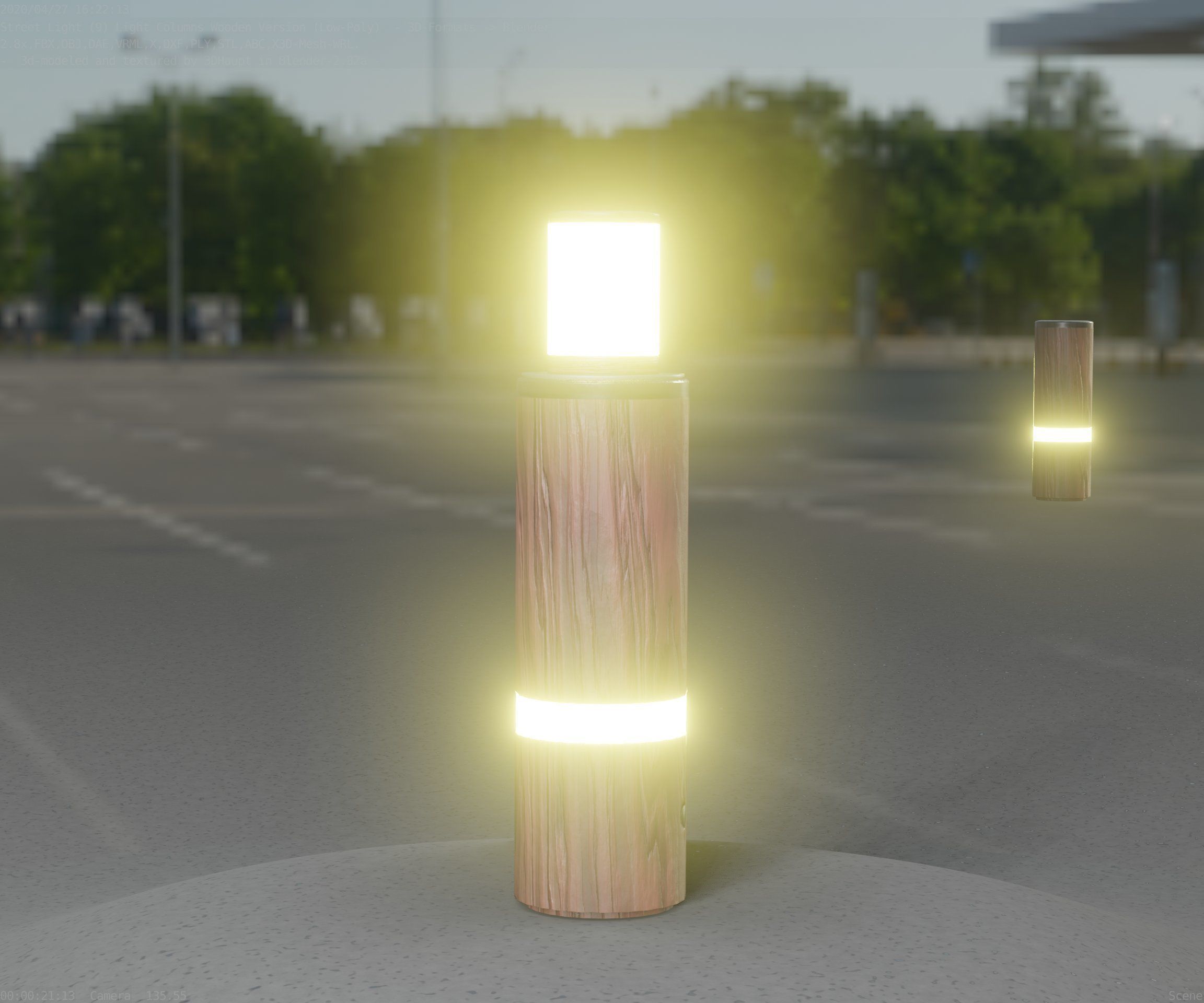 Wooden pillar of light 6 - Street-Light Set-9 Low-Poly  Low-poly 3D model_17