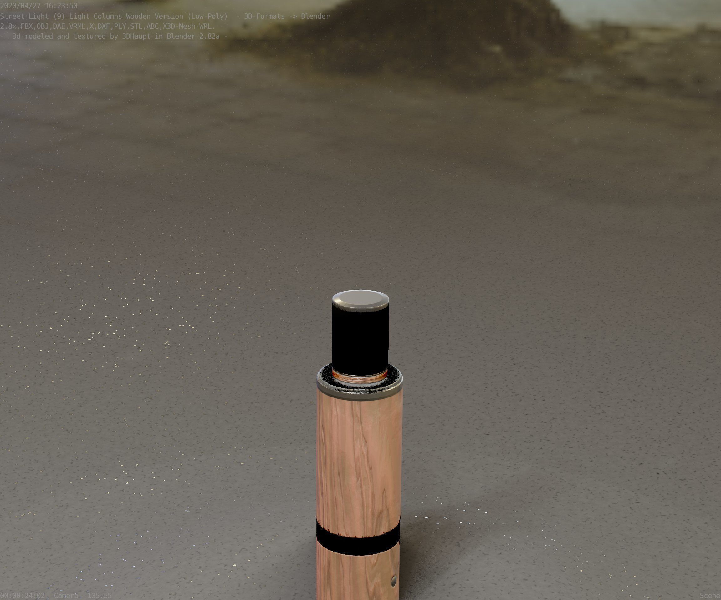 Wooden pillar of light 6 - Street-Light Set-9 Low-Poly  Low-poly 3D model_78