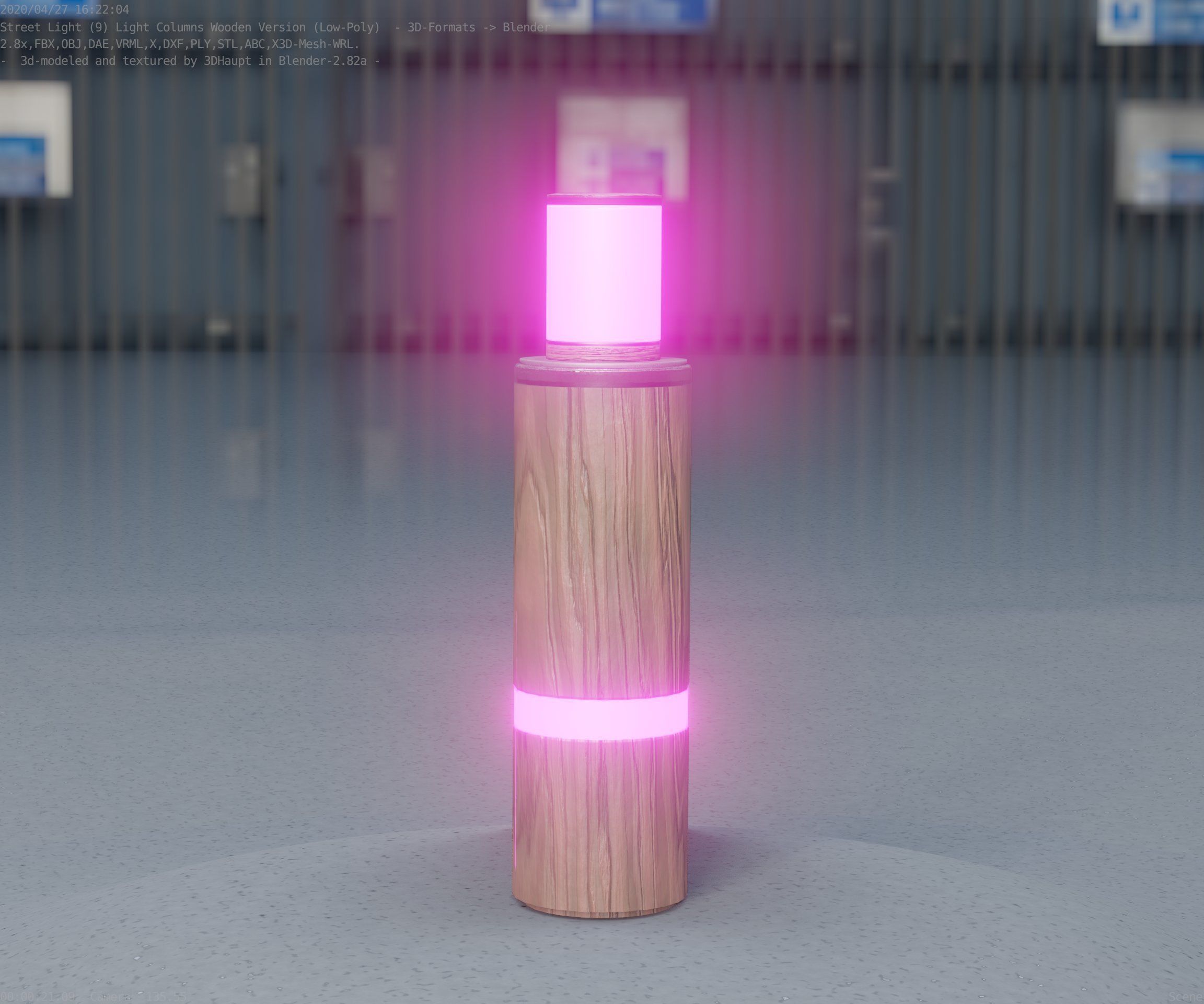 Wooden pillar of light 6 - Street-Light Set-9 Low-Poly  Low-poly 3D model_13