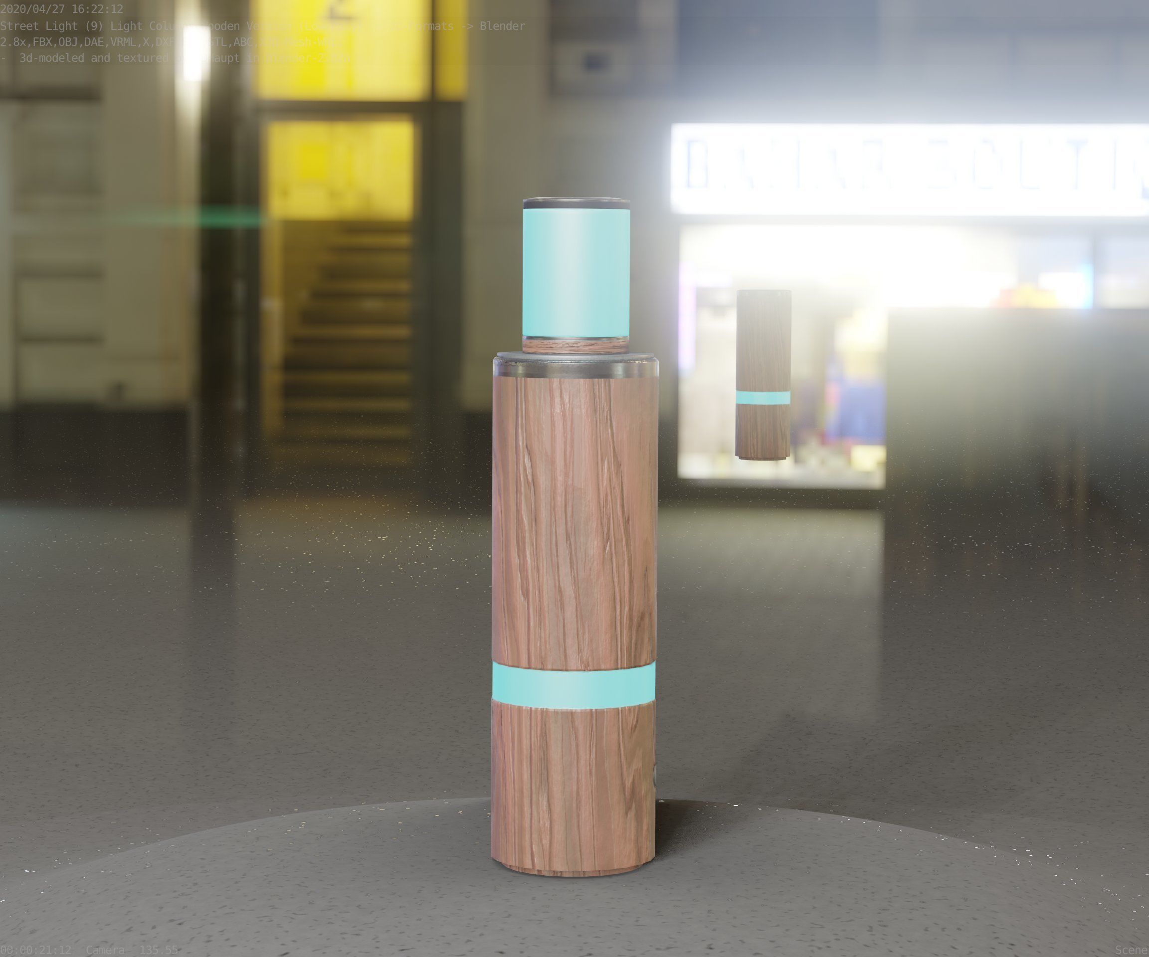 Wooden pillar of light 6 - Street-Light Set-9 Low-Poly  Low-poly 3D model_16