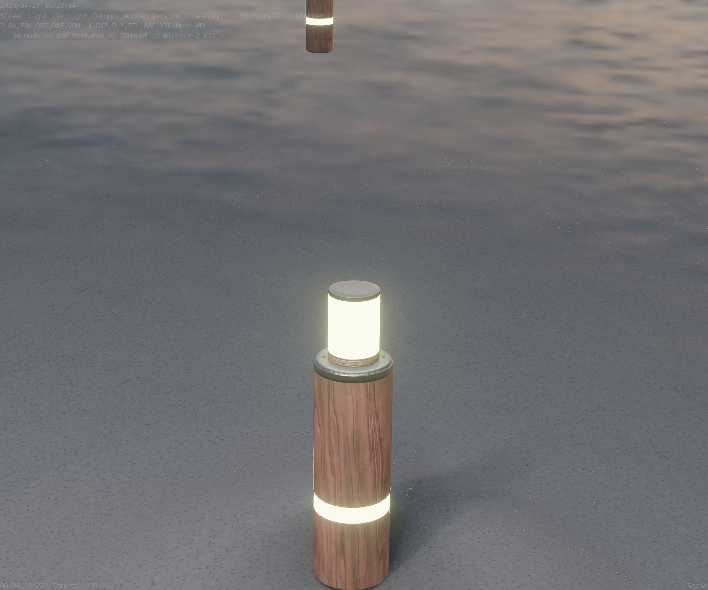 Wooden pillar of light 6 - Street-Light Set-9 Low-Poly  Low-poly 3D model_74