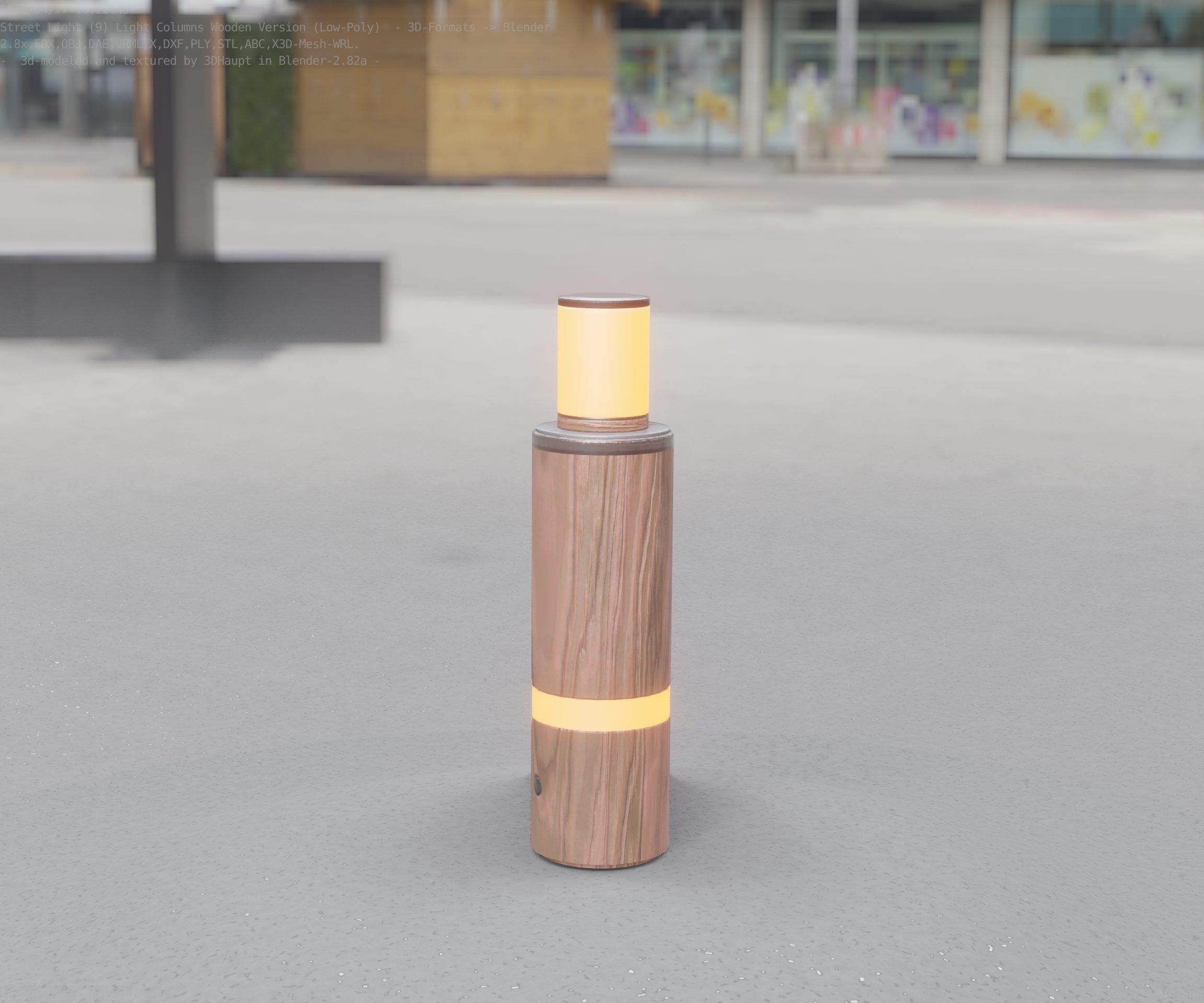 Wooden pillar of light 6 - Street-Light Set-9 Low-Poly  Low-poly 3D model_40