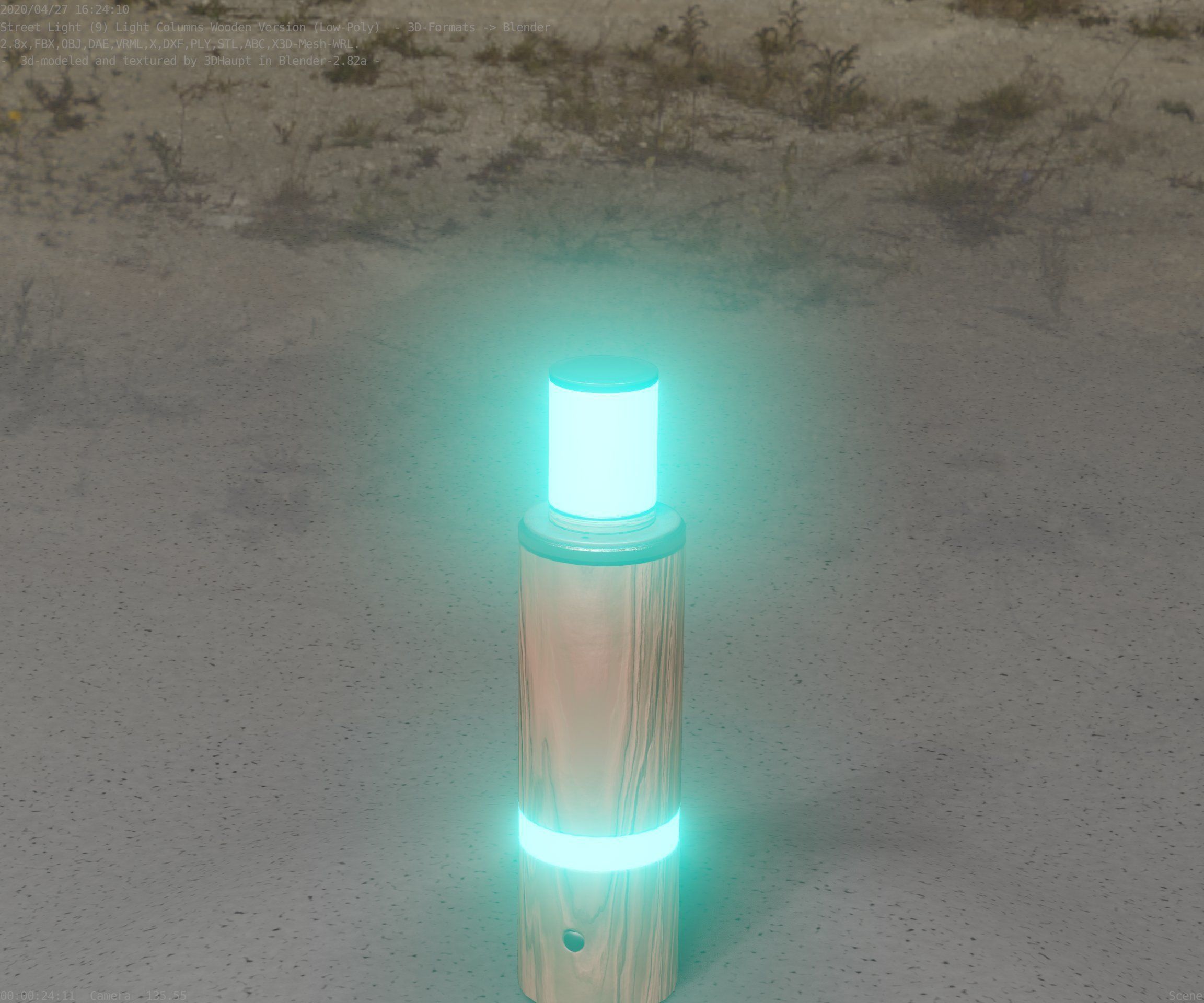 Wooden pillar of light 6 - Street-Light Set-9 Low-Poly  Low-poly 3D model_87