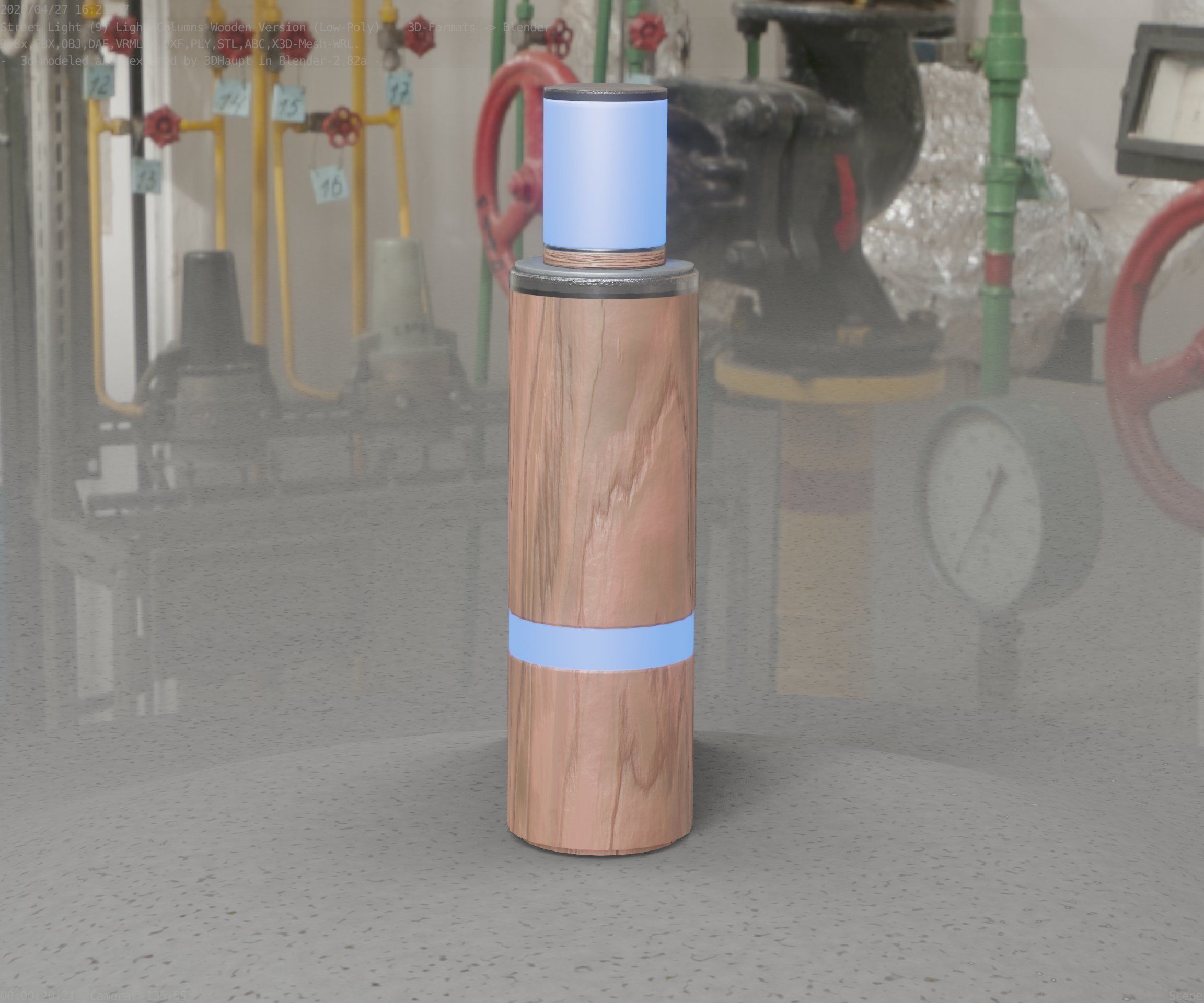 Wooden pillar of light 6 - Street-Light Set-9 Low-Poly  Low-poly 3D model_9