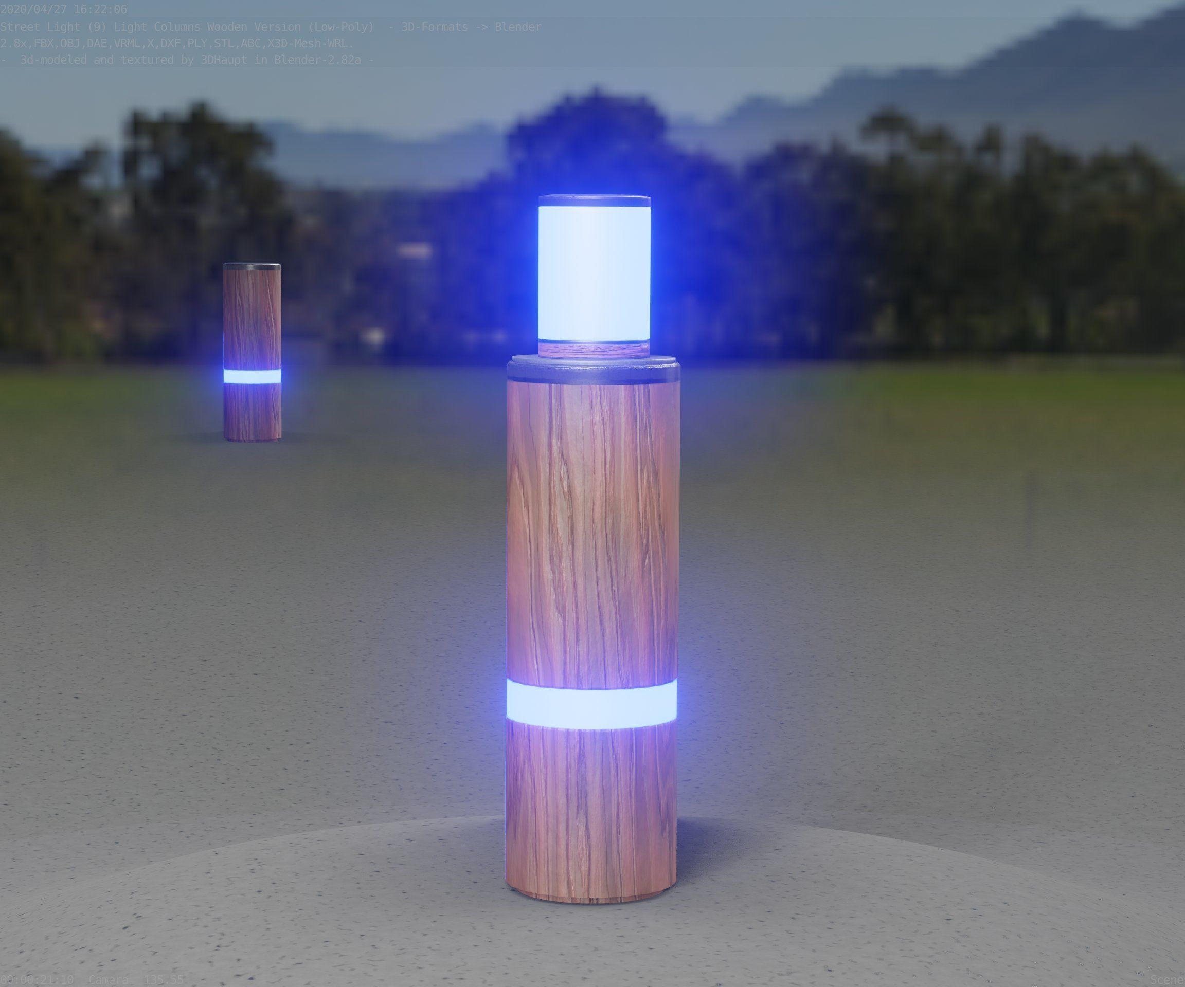 Wooden pillar of light 6 - Street-Light Set-9 Low-Poly  Low-poly 3D model_14